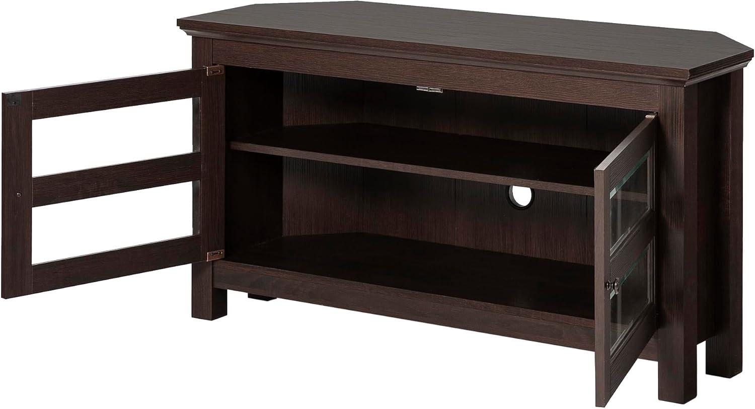 imageWalker Edison Modern Farmhouse Wood Corner Universal TV Stand for TVs up to 50quot Flat Screen Living Room Storage Entertainment Center 44 Inch Espresso BrownEspresso