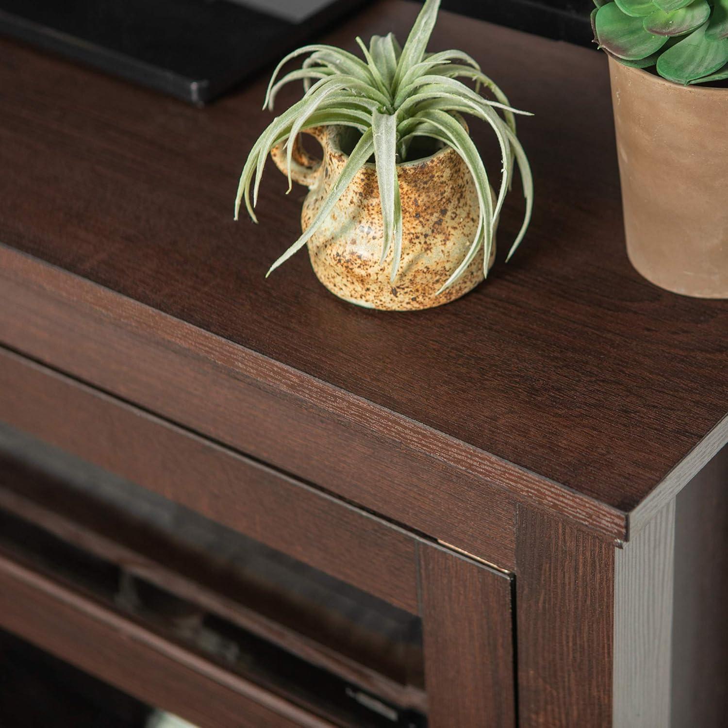 imageWalker Edison Modern Farmhouse Wood Corner Universal TV Stand for TVs up to 50quot Flat Screen Living Room Storage Entertainment Center 44 Inch Espresso BrownEspresso