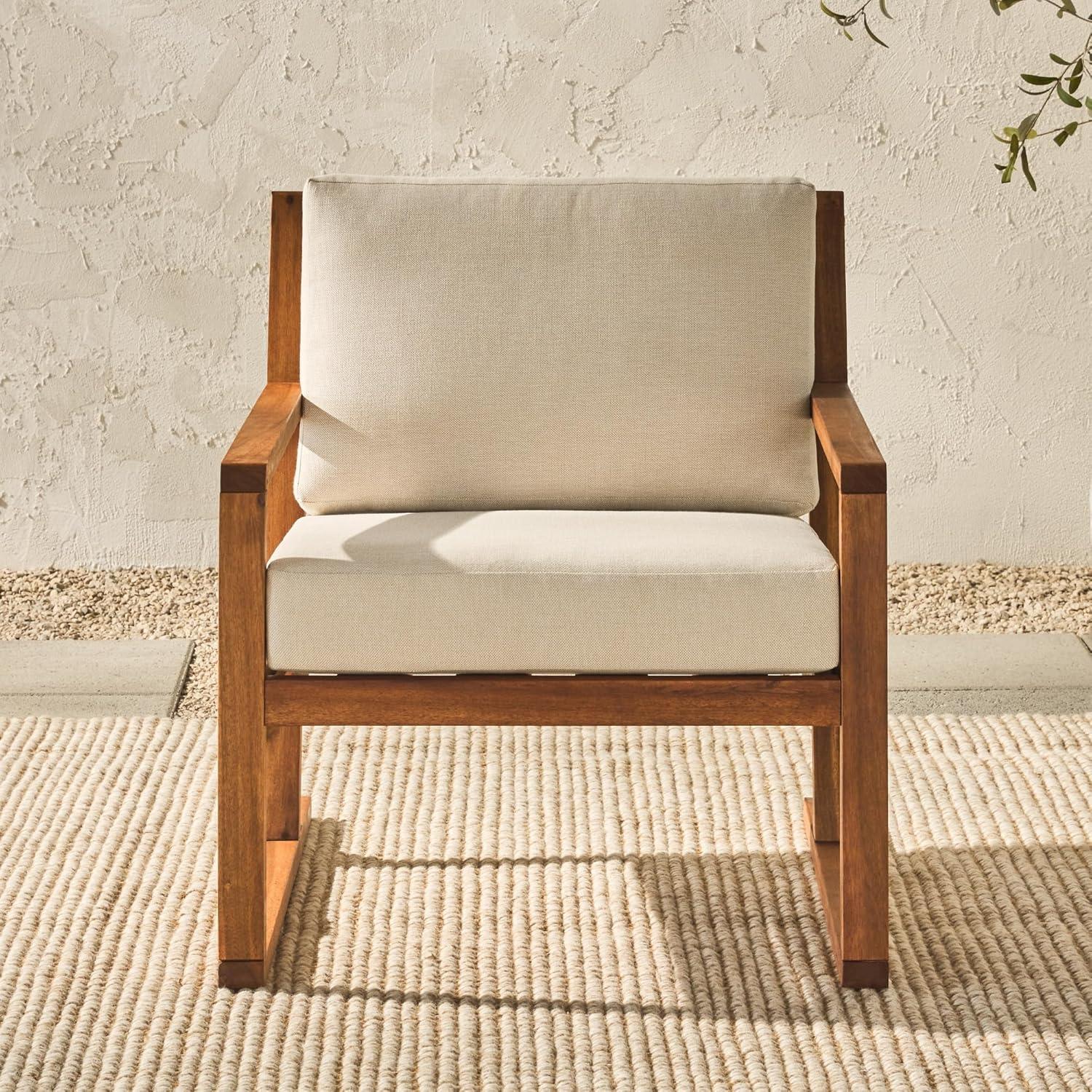 imageWalker Edison Modern Solid Wood SlatBack Patio Chair BrownBrown