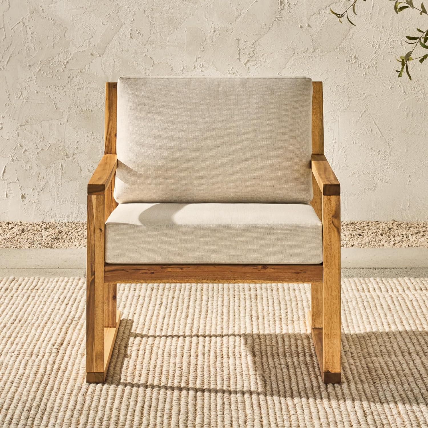 imageWalker Edison Modern Solid Wood SlatBack Patio Chair BrownNatural