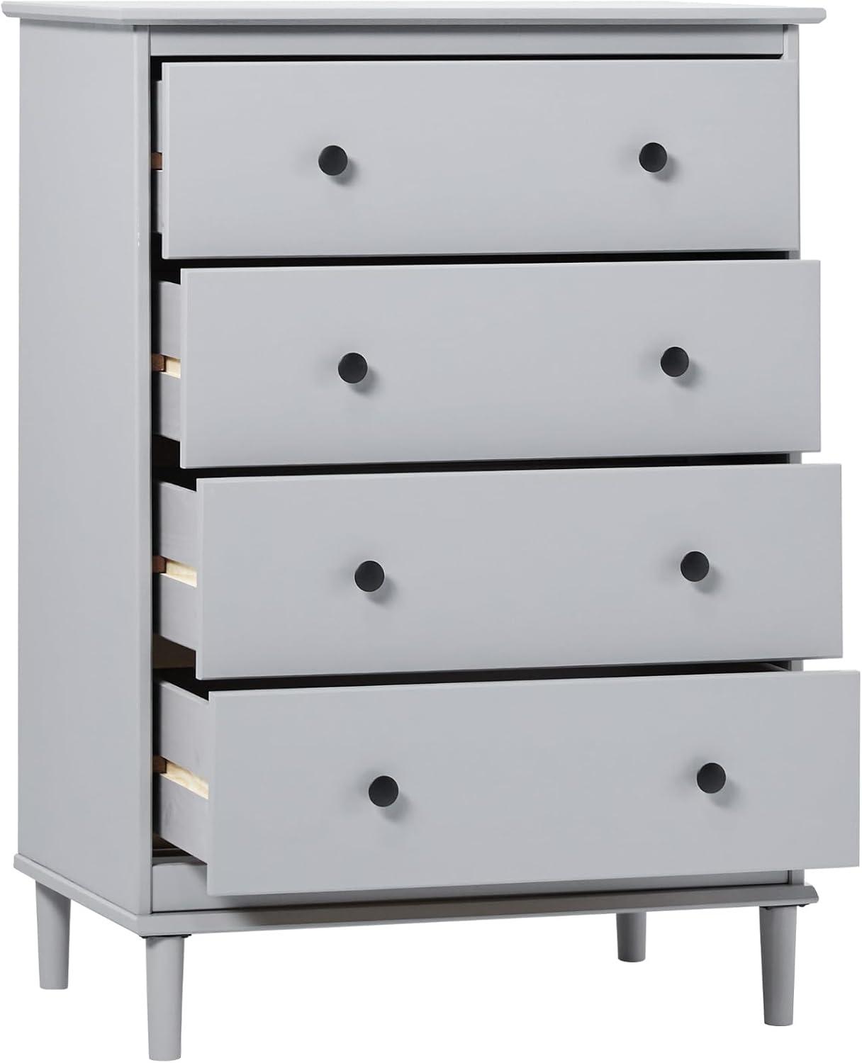 imageWalker Edison Modern Tall 4Drawer Solid Wood Dresser Bedroom Storage Drawer Organizer Closet Hallway 40 Inch CaramelGreyt