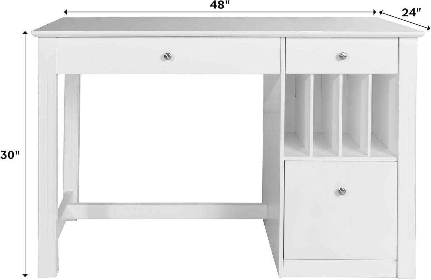 imageWalker Edison Modern Wood Computer Writing Desk Storage File Drawer Office Home Office Workstation Small 48 Inch WhiteWhite
