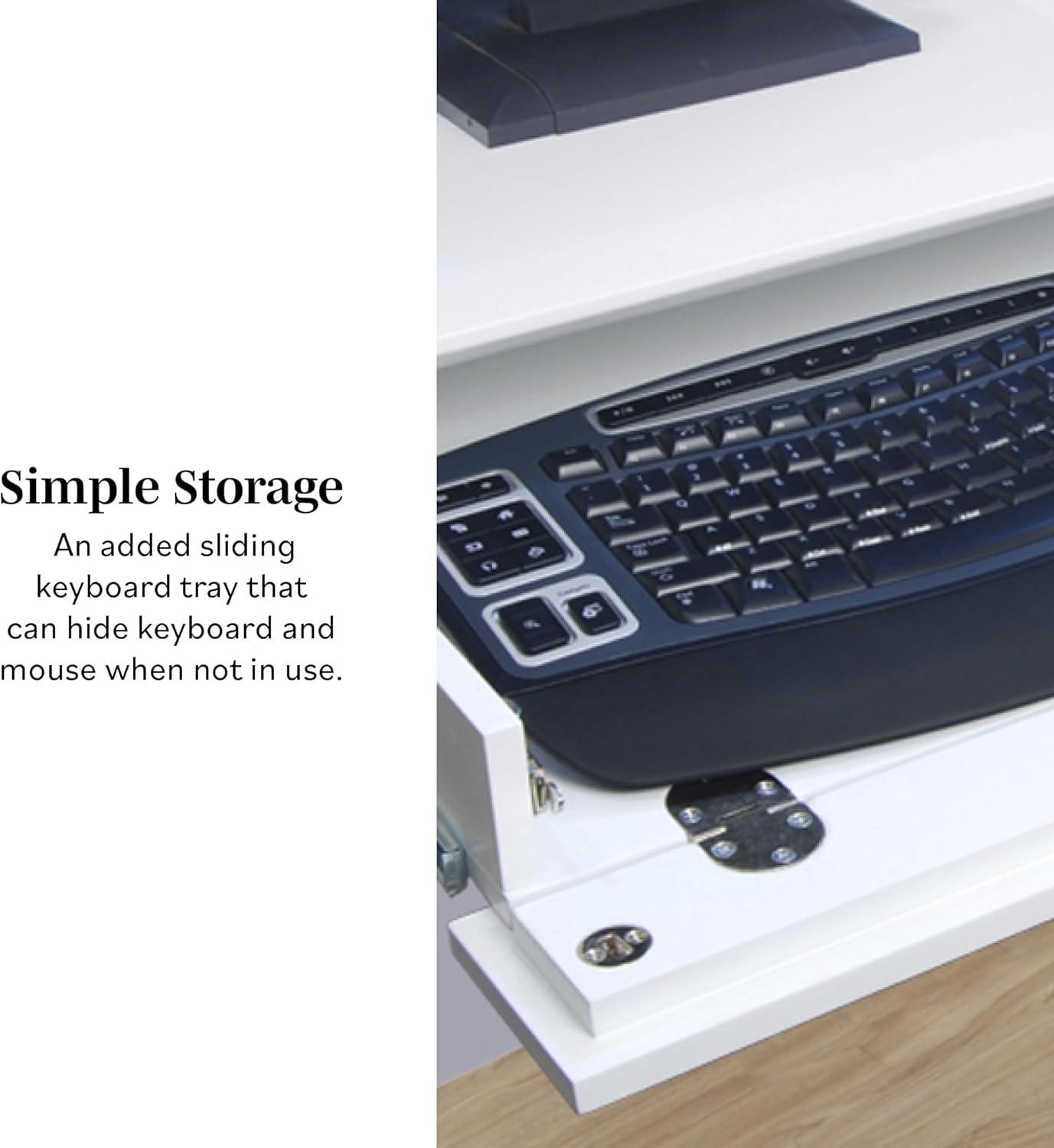 imageWalker Edison Modern Wood Computer Writing Desk Storage File Drawer Office Home Office Workstation Small 48 Inch WhiteWhite