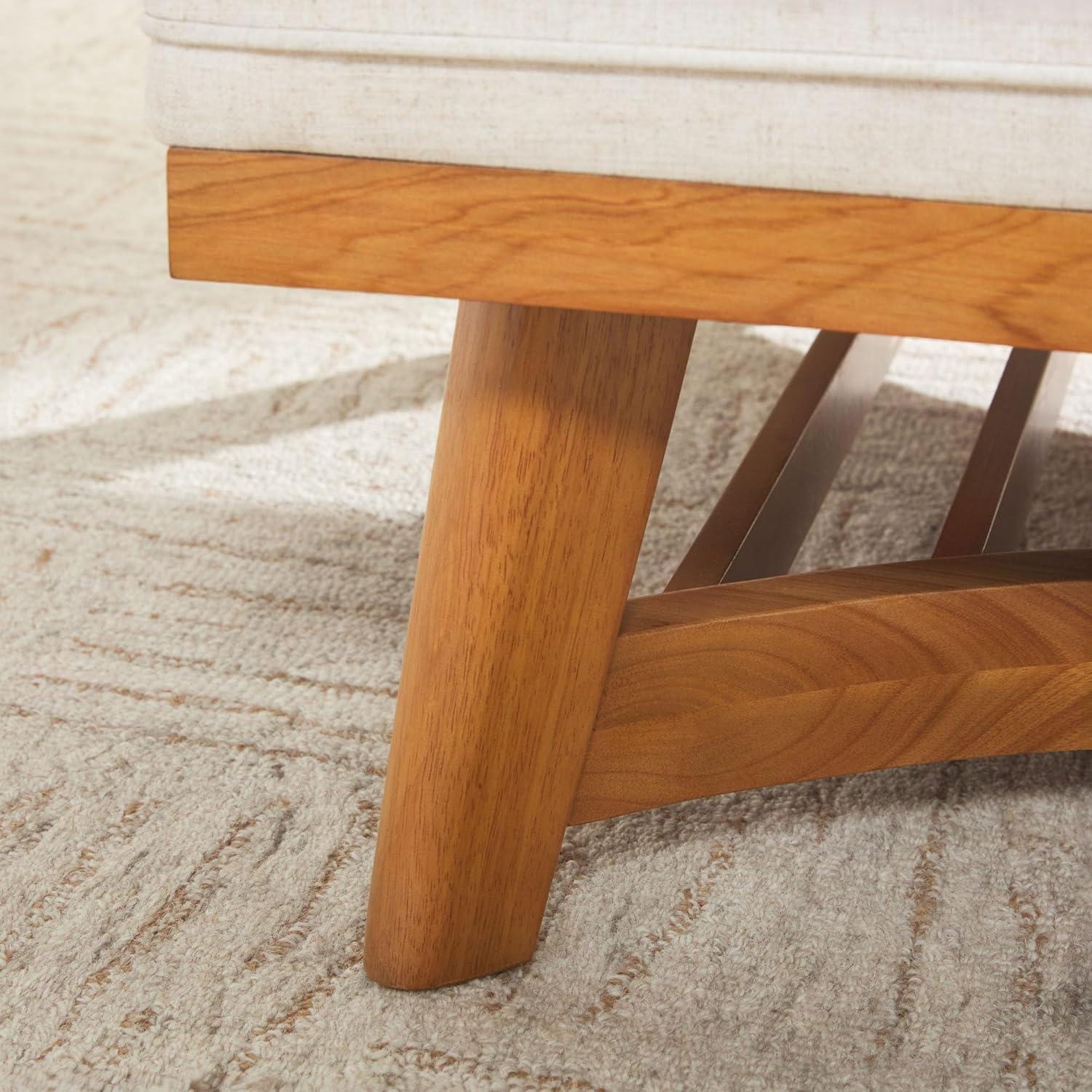 imageWalker Edison Nash Modern Farmhouse Large Oversized Linen Ottoman CreamCream