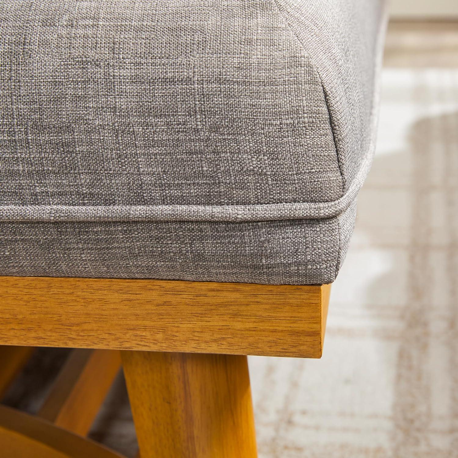 imageWalker Edison Nash Modern Farmhouse Large Oversized Linen Ottoman CreamDark Grey