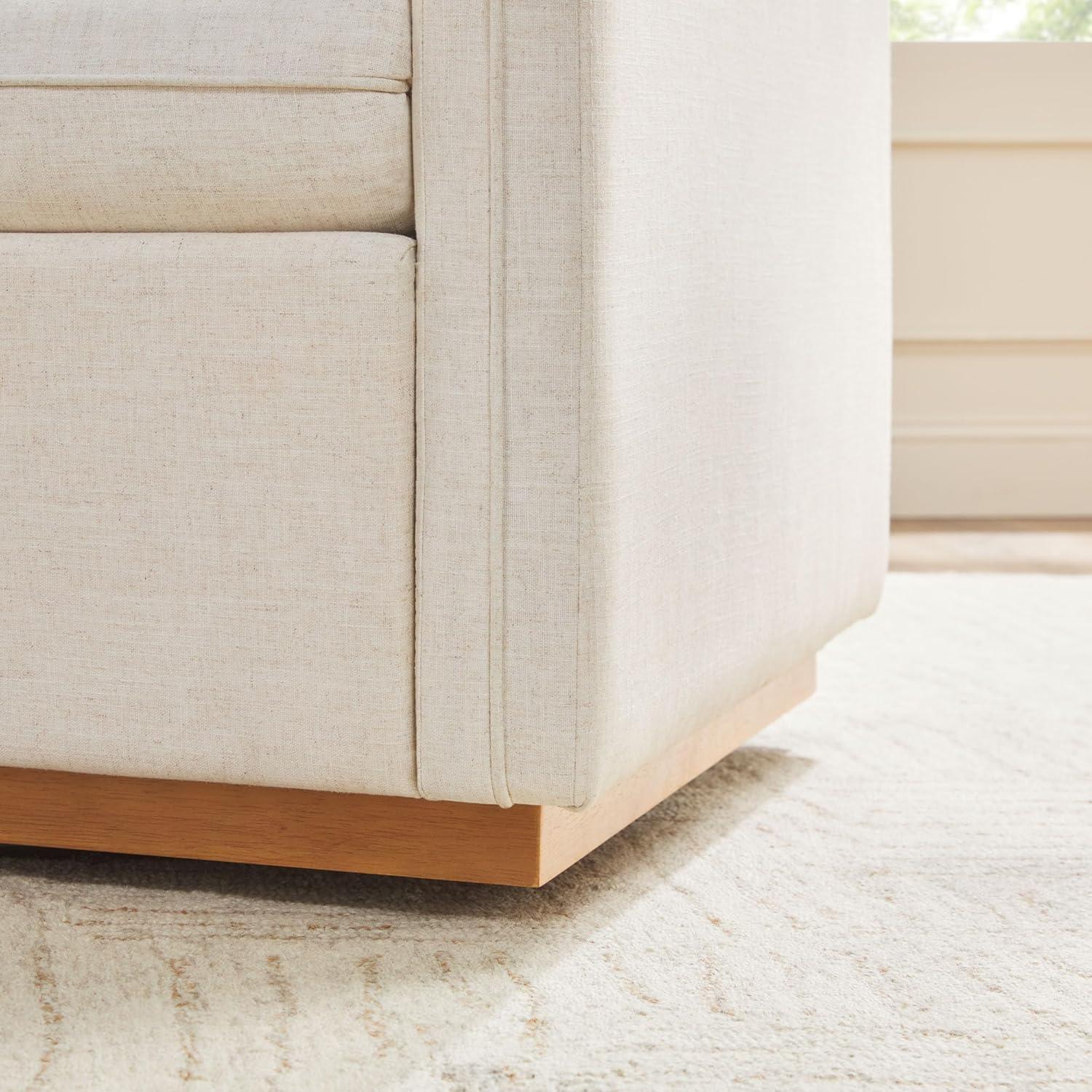 imageWalker Edison Nash Modern Farmhouse Linen Swivel Accent Chair CreamCream