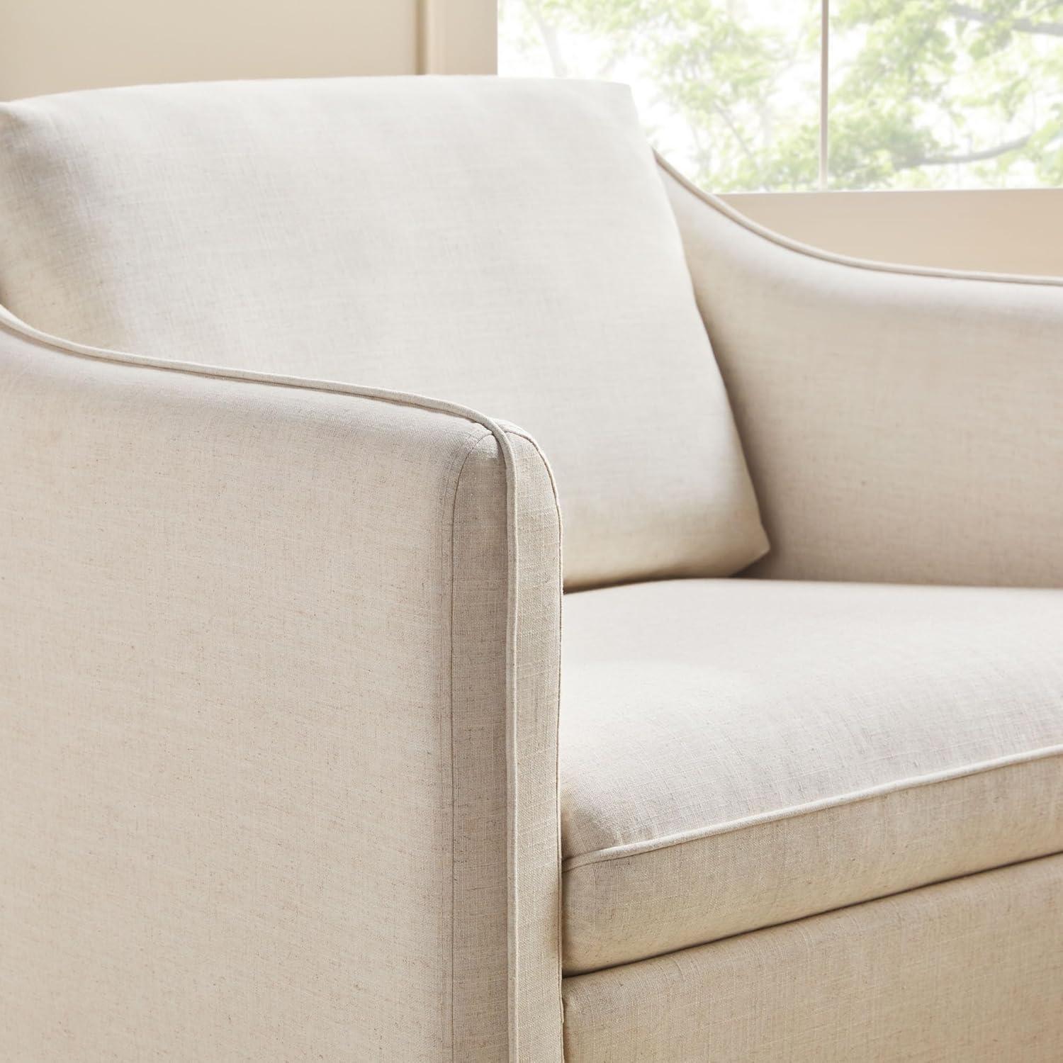 imageWalker Edison Nash Modern Farmhouse Linen Swivel Accent Chair CreamCream