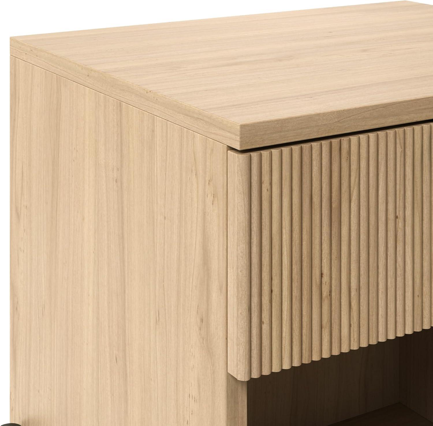 imageWalker Edison Paris Modern ReededDrawer Nightstand with Open Storage 24 Inch MochaCoastal Oak