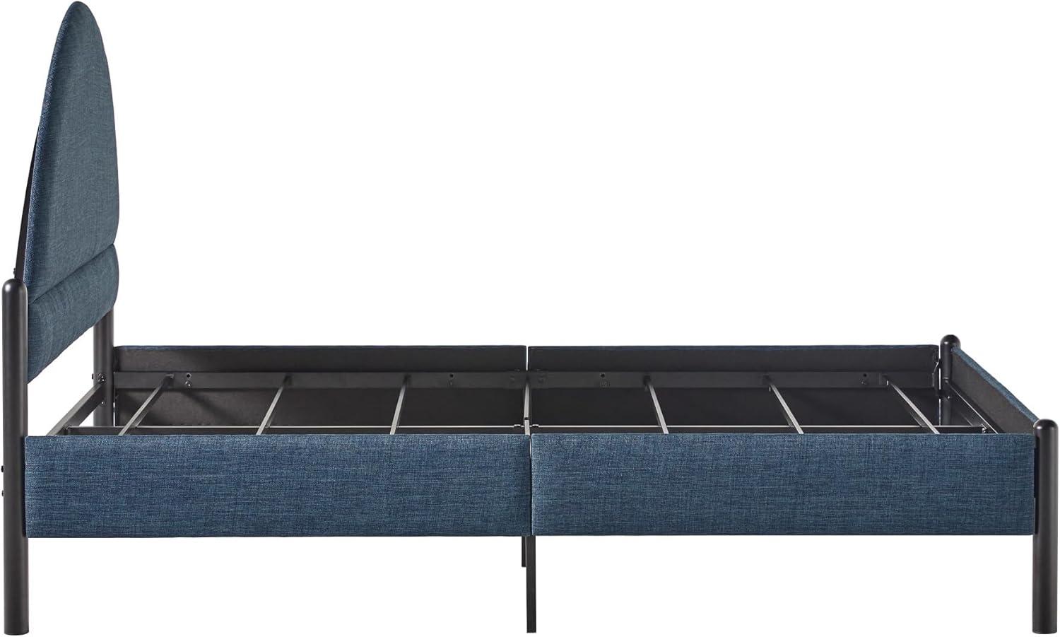 imageWalker Edison Queen Modern Curved UpholsteredHeadboard Bed Queen Size GreyBlue