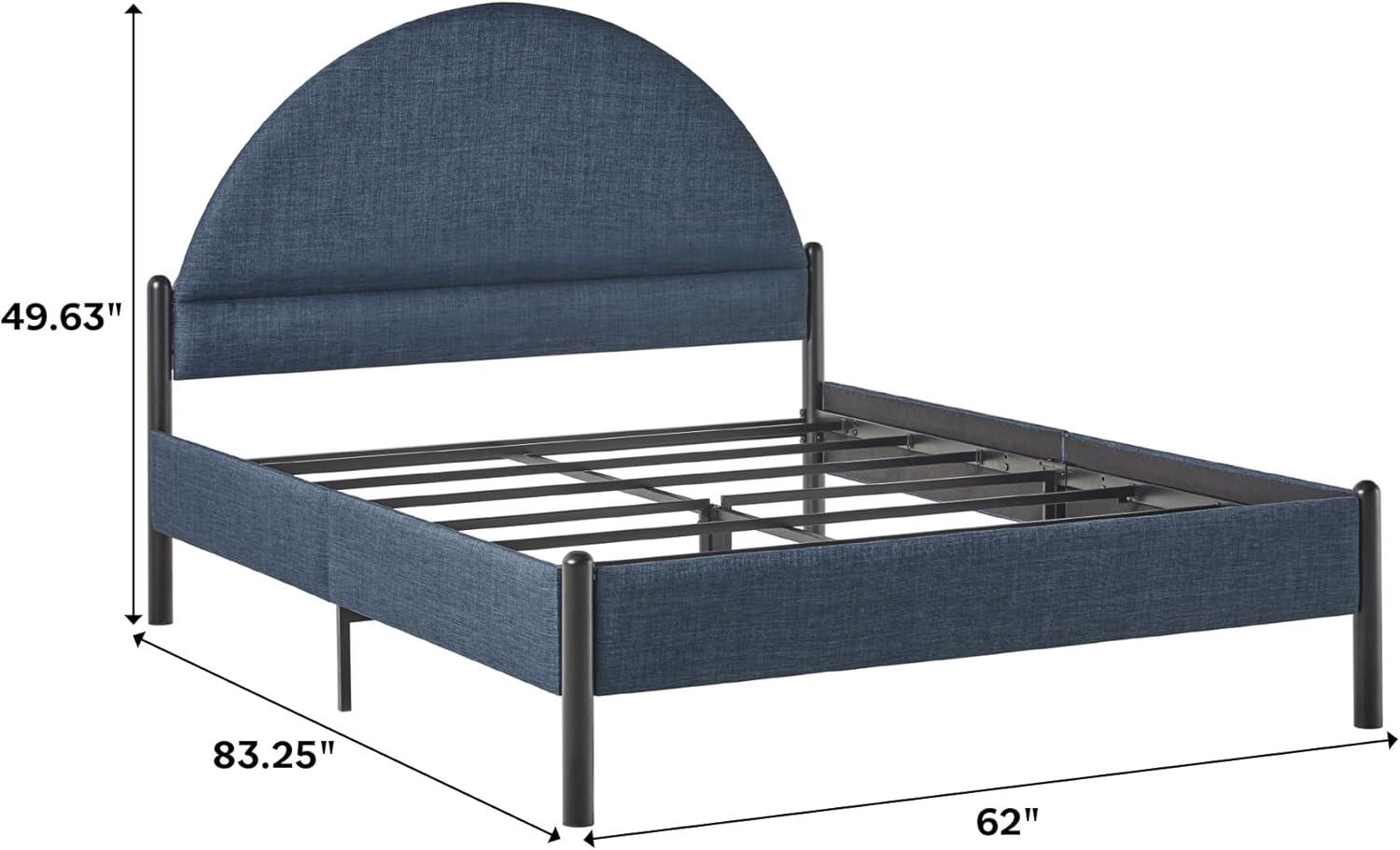 imageWalker Edison Queen Modern Curved UpholsteredHeadboard Bed Queen Size GreyBlue