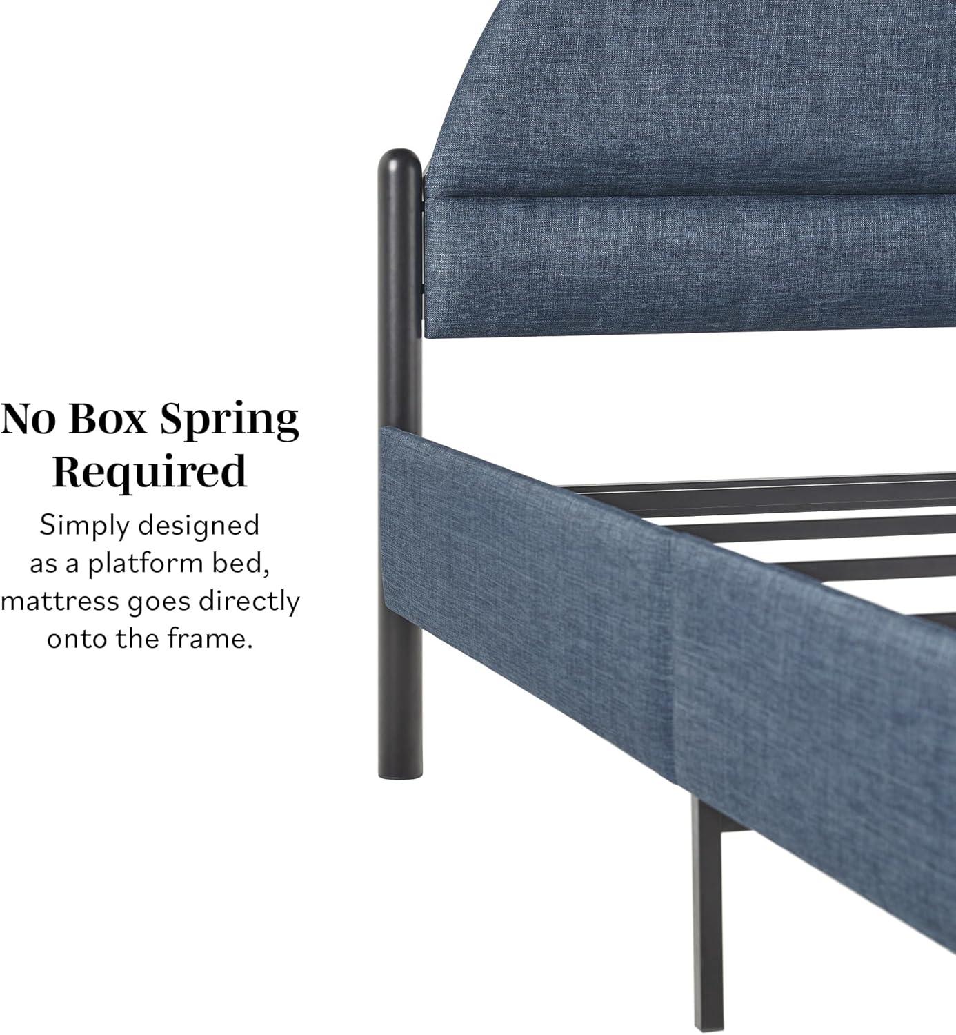 imageWalker Edison Queen Modern Curved UpholsteredHeadboard Bed Queen Size GreyBlue