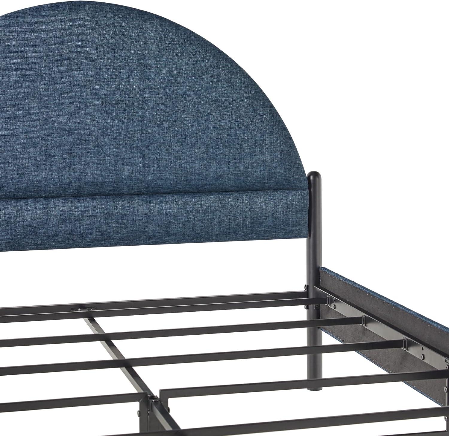 imageWalker Edison Queen Modern Curved UpholsteredHeadboard Bed Queen Size GreyBlue