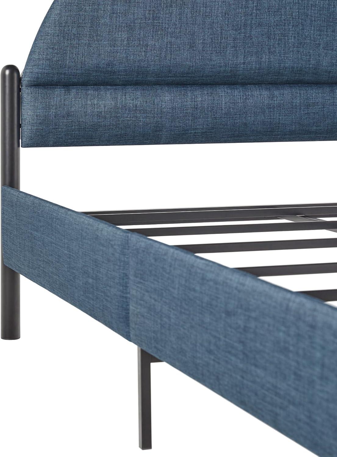 imageWalker Edison Queen Modern Curved UpholsteredHeadboard Bed Queen Size GreyBlue