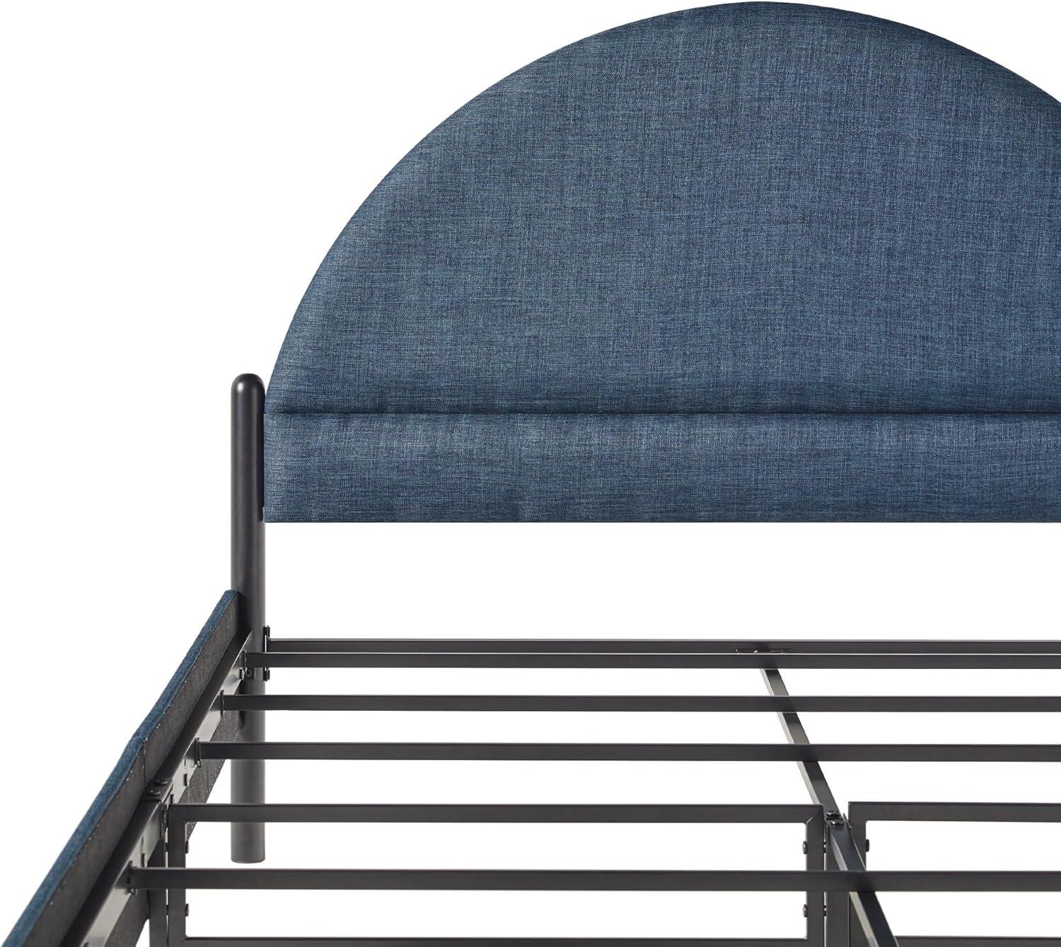 imageWalker Edison Queen Modern Curved UpholsteredHeadboard Bed Queen Size GreyBlue