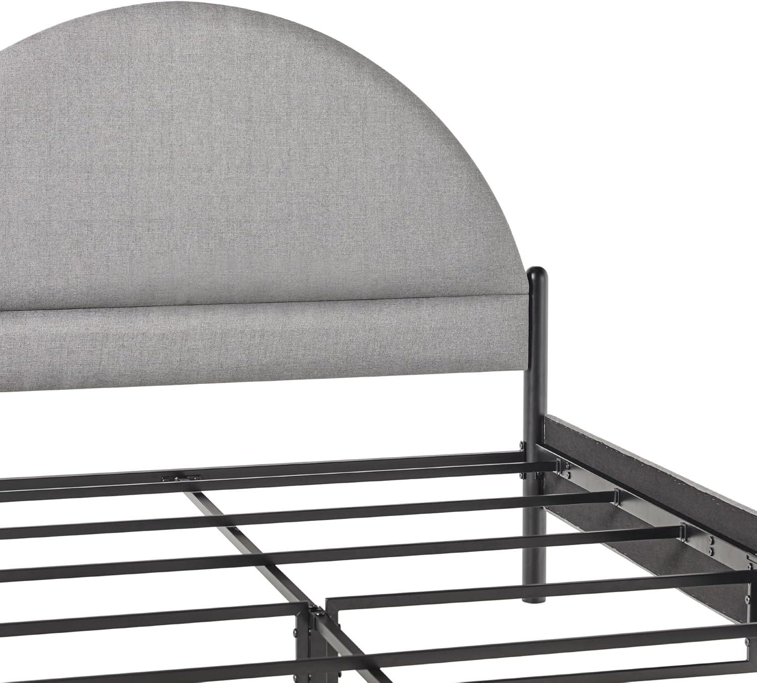 imageWalker Edison Queen Modern Curved UpholsteredHeadboard Bed Queen Size GreyGrey