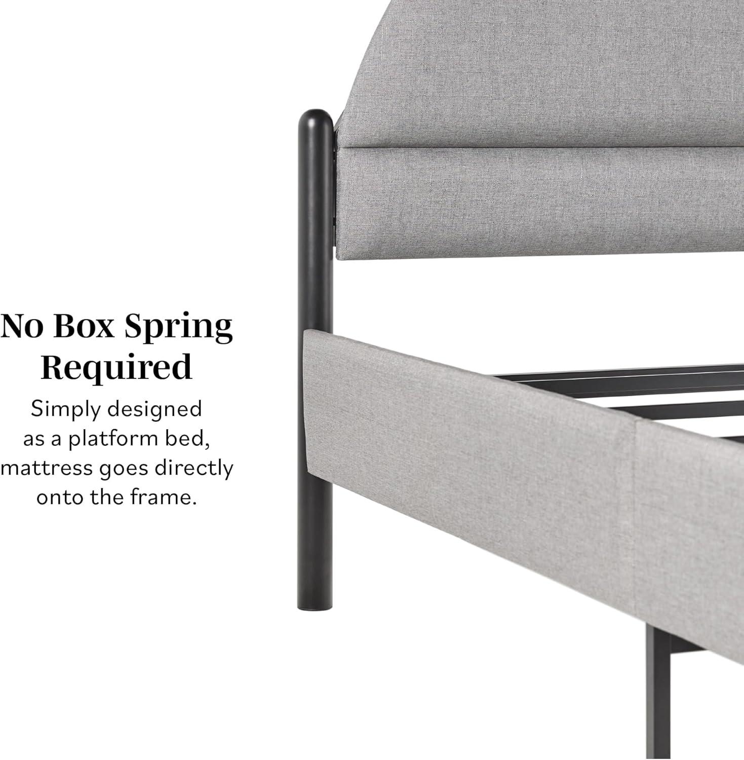 imageWalker Edison Queen Modern Curved UpholsteredHeadboard Bed Queen Size GreyGrey