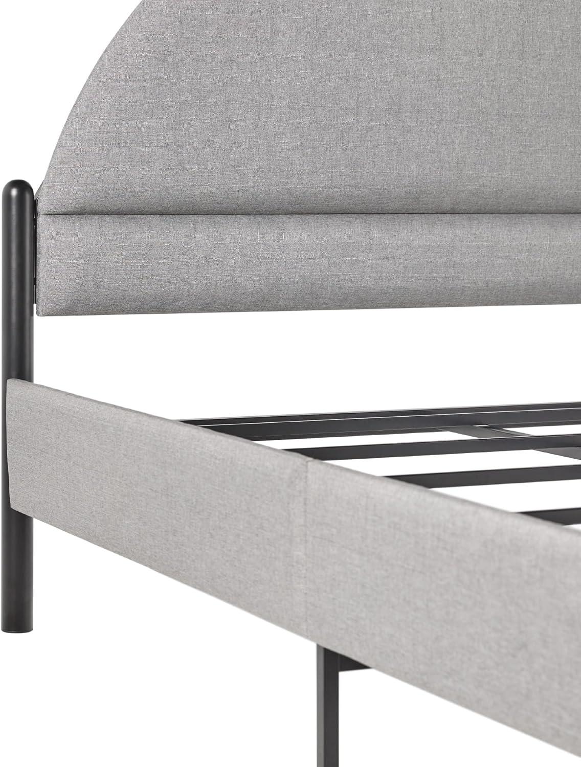 imageWalker Edison Queen Modern Curved UpholsteredHeadboard Bed Queen Size GreyGrey