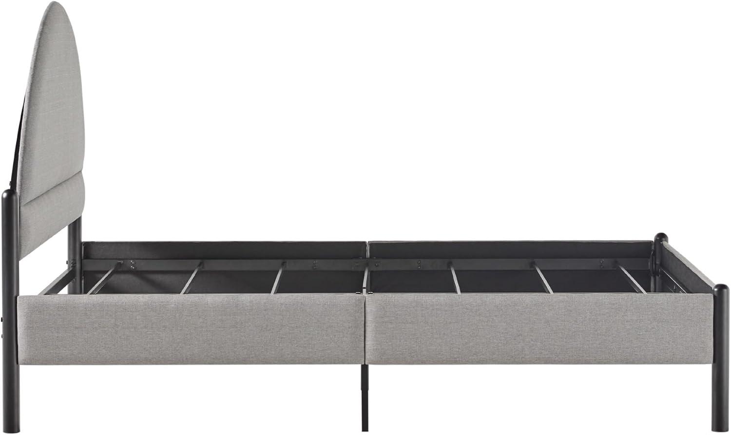 imageWalker Edison Queen Modern Curved UpholsteredHeadboard Bed Queen Size GreyGrey