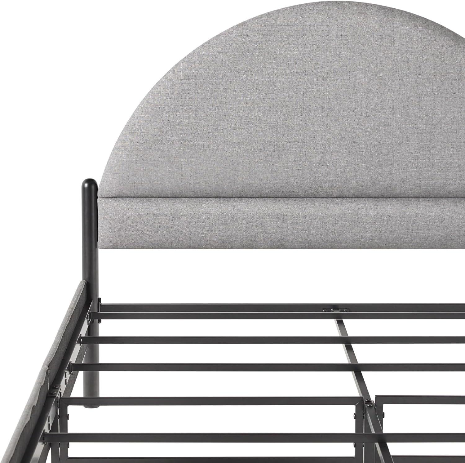 imageWalker Edison Queen Modern Curved UpholsteredHeadboard Bed Queen Size GreyGrey