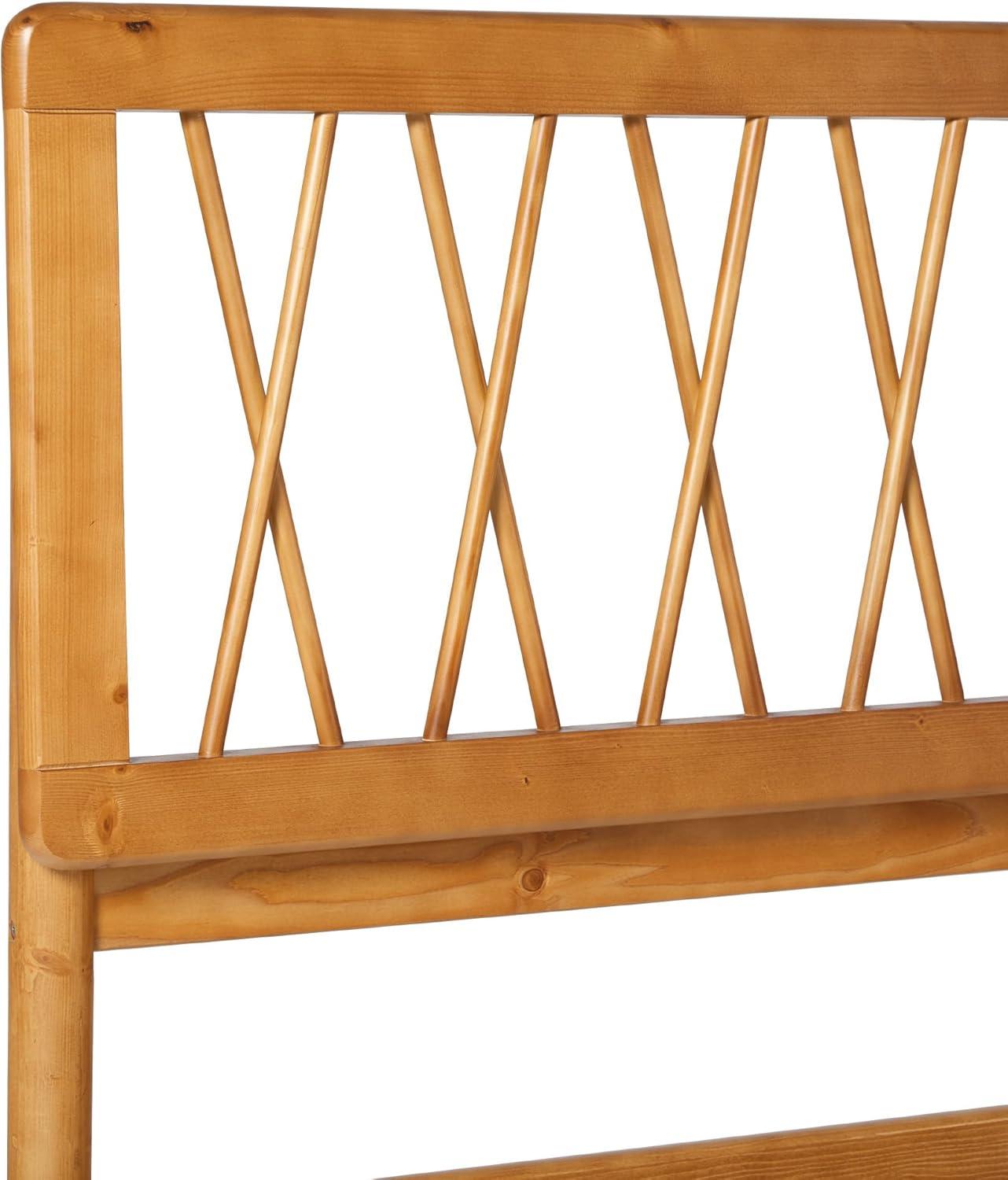 imageWalker Edison Queen Transitional Geometric X Pattern Headboard Solid Wood Bed Queen Size CaramelCaramel