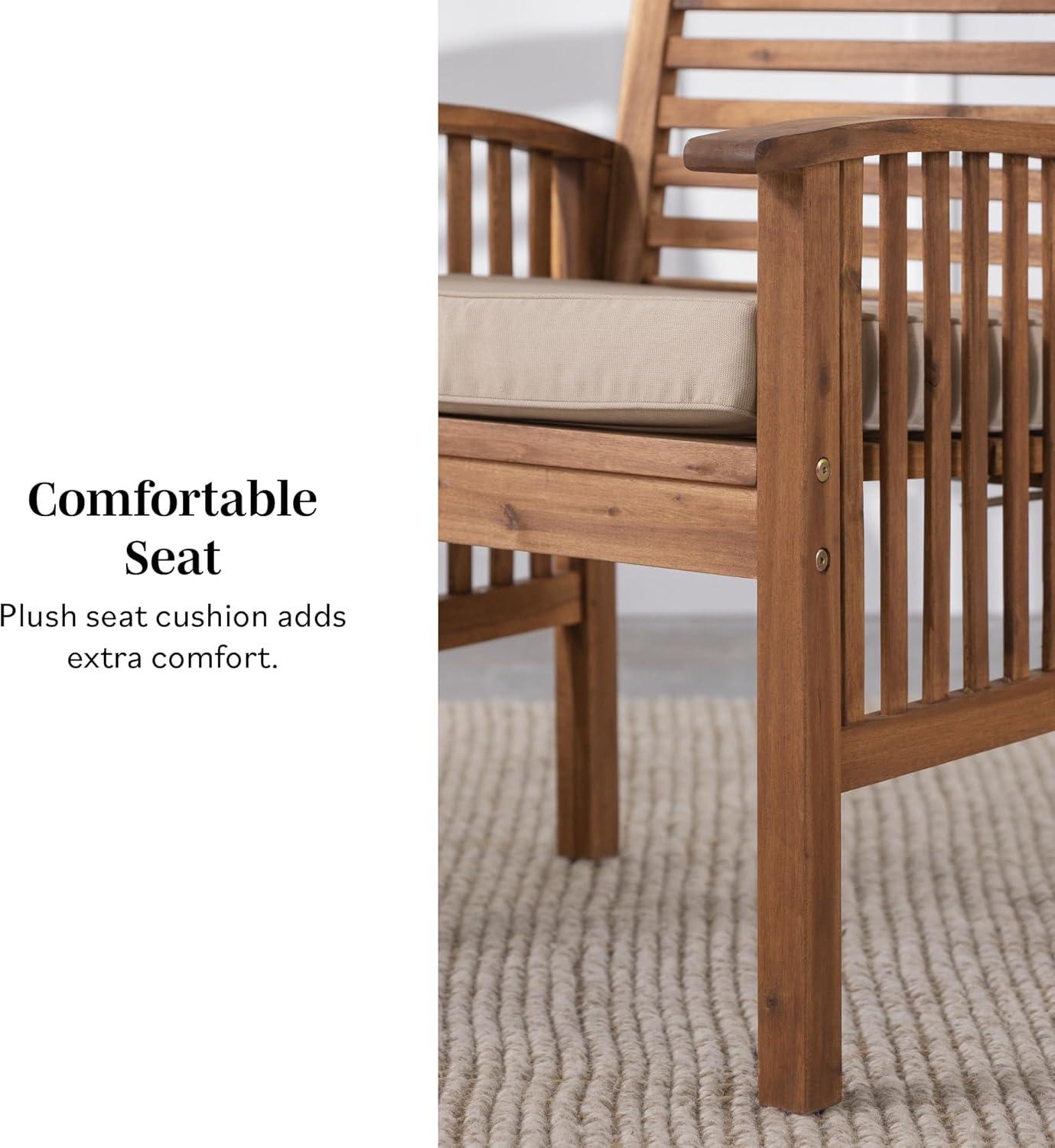 imageWalker Edison Rendezvous Modern 2 Piece Solid Acacia Wood Slat Back Outdoor Dining Chairs Set of 2 Dark BrownBrown