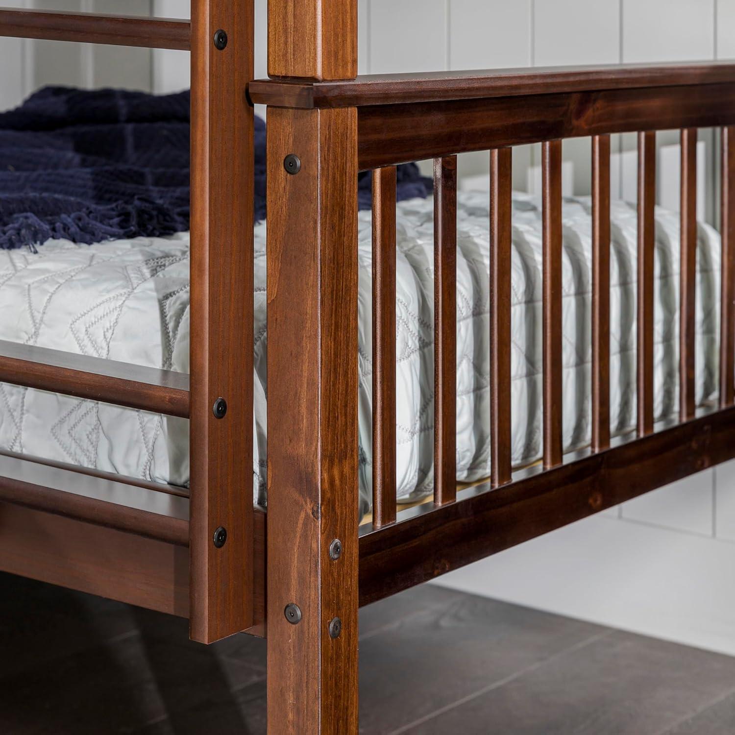 imageWalker Edison Resende Mission Style Solid Wood Twin over Twin Bunk Bed Twin over Twin WalnutWalnut