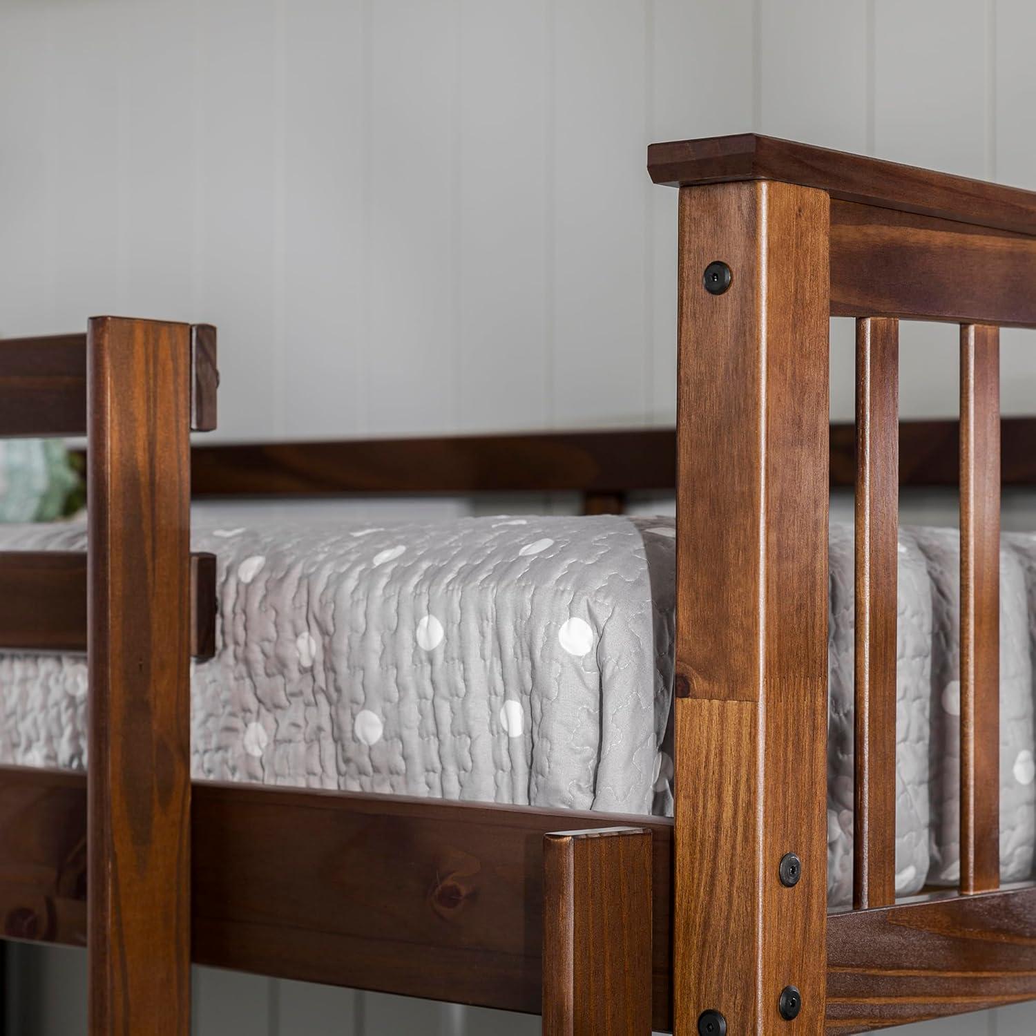 imageWalker Edison Resende Mission Style Solid Wood Twin over Twin Bunk Bed Twin over Twin WalnutWalnut