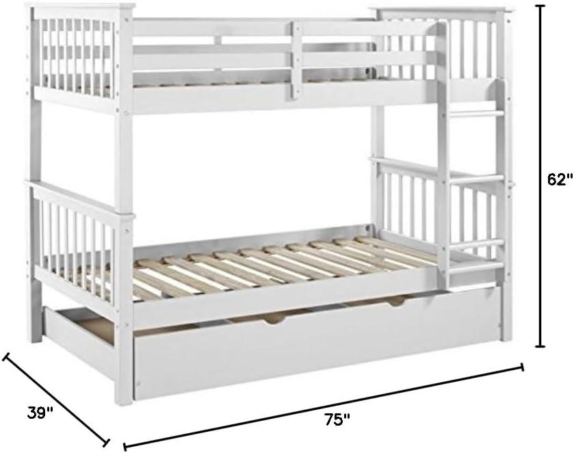 imageWalker Edison Resende Mission Style Solid Wood Twin over Twin Bunk Bed Twin over Twin WalnutWhite