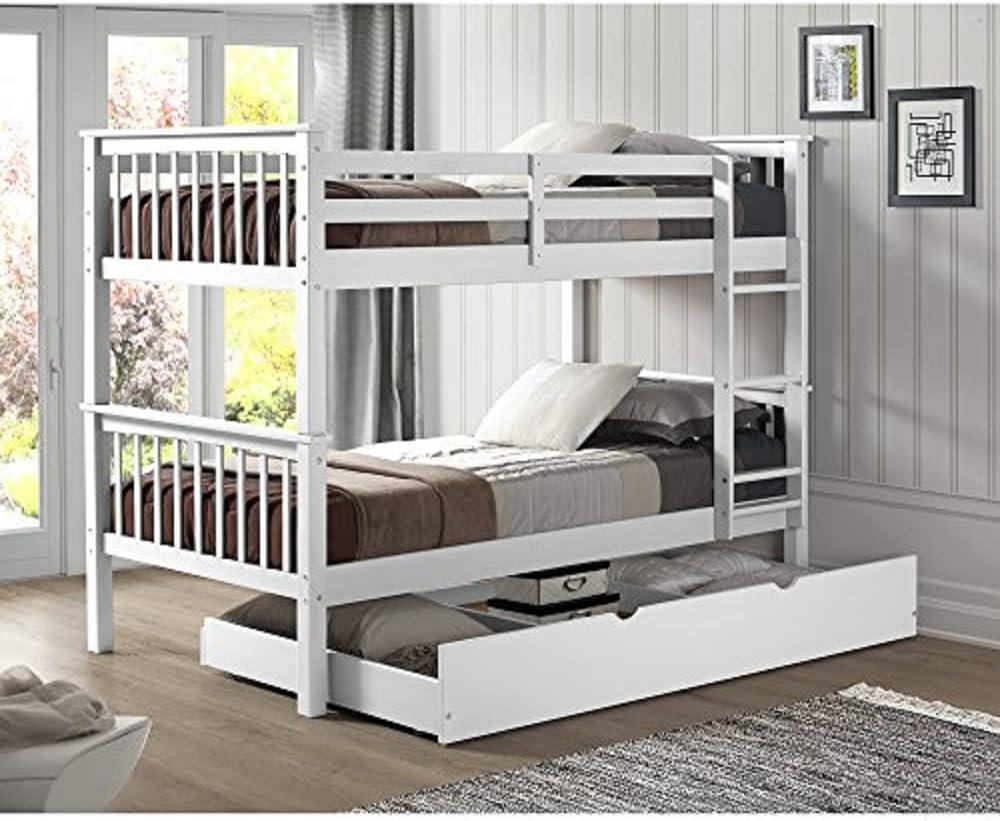 imageWalker Edison Resende Mission Style Solid Wood Twin over Twin Bunk Bed Twin over Twin WalnutWhite