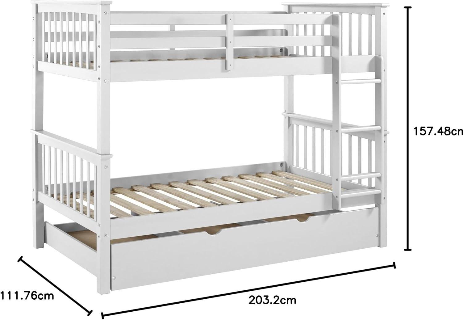 imageWalker Edison Resende Mission Style Solid Wood Twin over Twin Bunk Bed Twin over Twin WalnutWhite