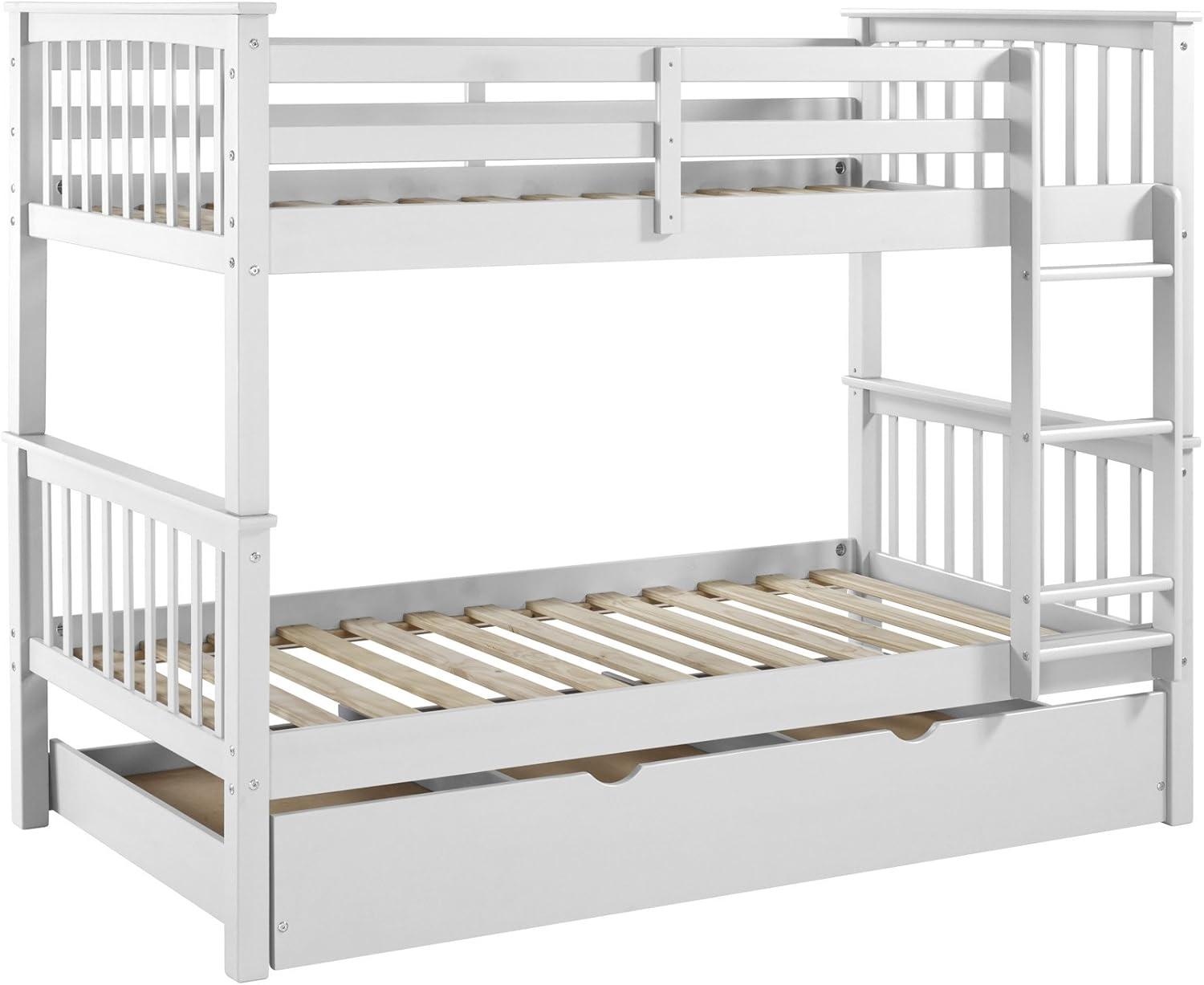imageWalker Edison Resende Mission Style Solid Wood Twin over Twin Bunk Bed Twin over Twin WalnutWhite