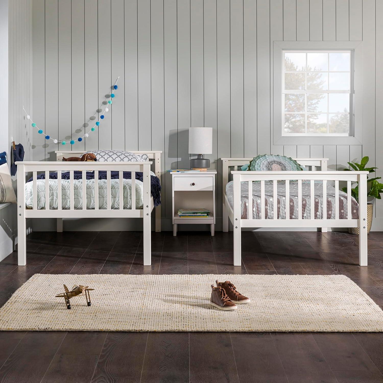 imageWalker Edison Resende Mission Style Solid Wood Twin over Twin Bunk Bed Twin over Twin WalnutWhite