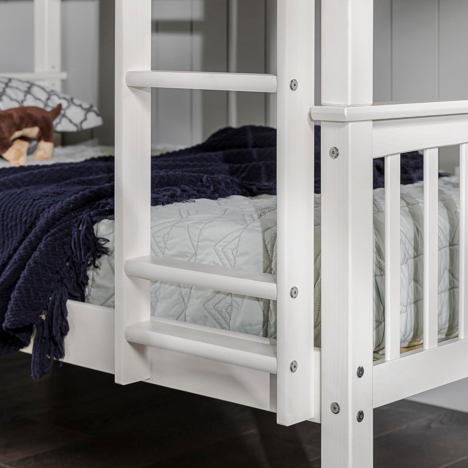 imageWalker Edison Resende Mission Style Solid Wood Twin over Twin Bunk Bed Twin over Twin WalnutWhite