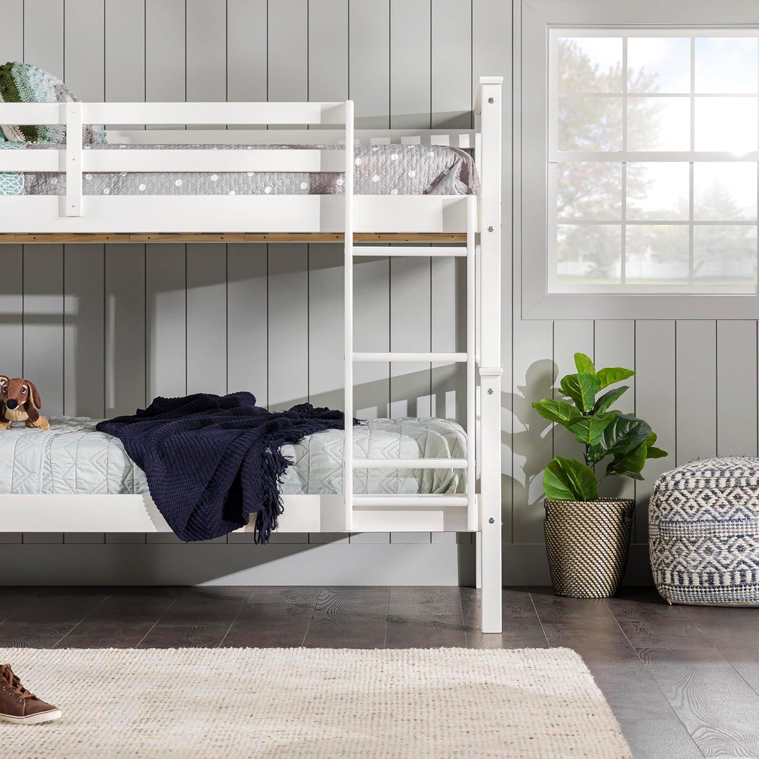 imageWalker Edison Resende Mission Style Solid Wood Twin over Twin Bunk Bed Twin over Twin WalnutWhite