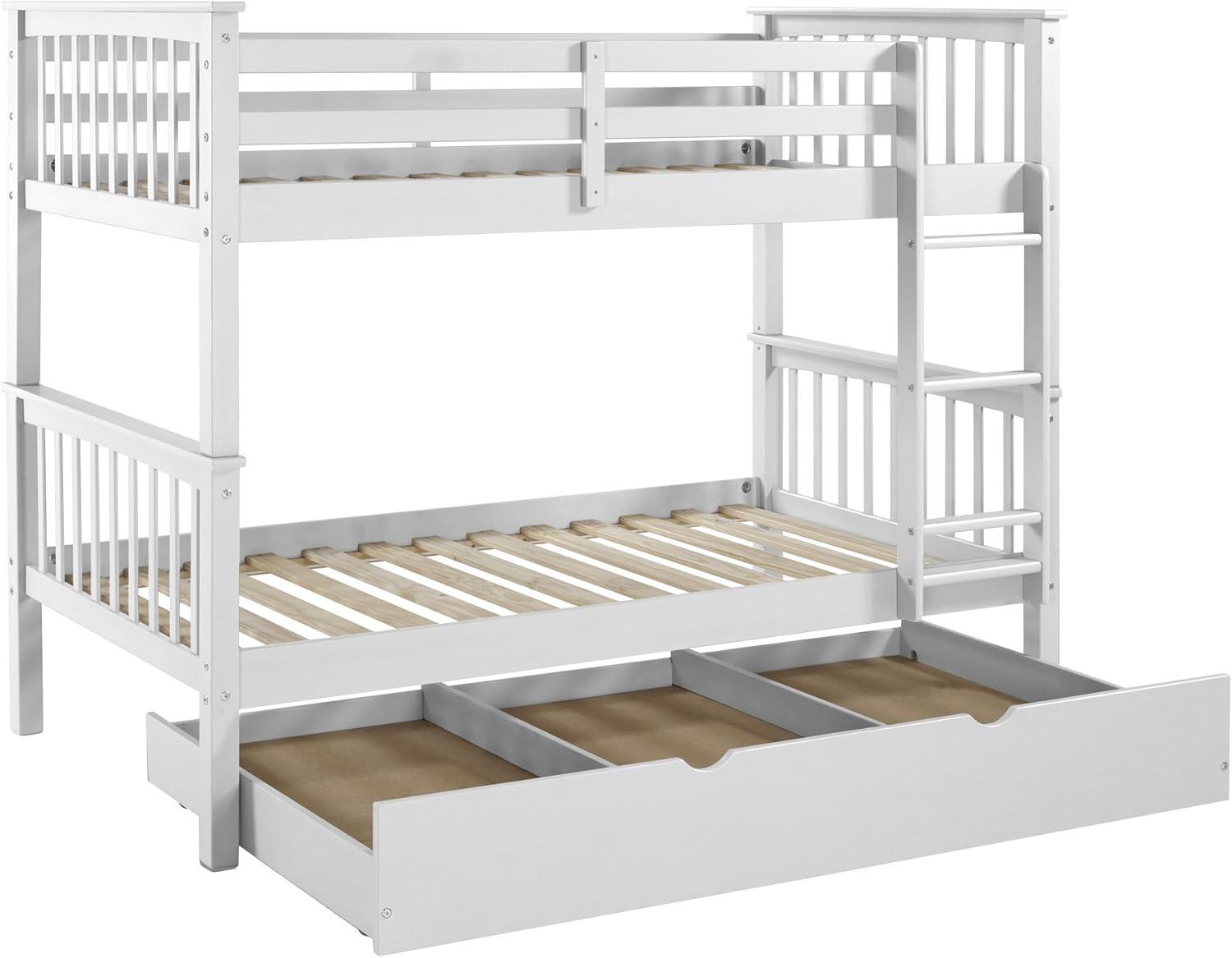 imageWalker Edison Resende Mission Style Solid Wood Twin over Twin Bunk Bed Twin over Twin WalnutWhite