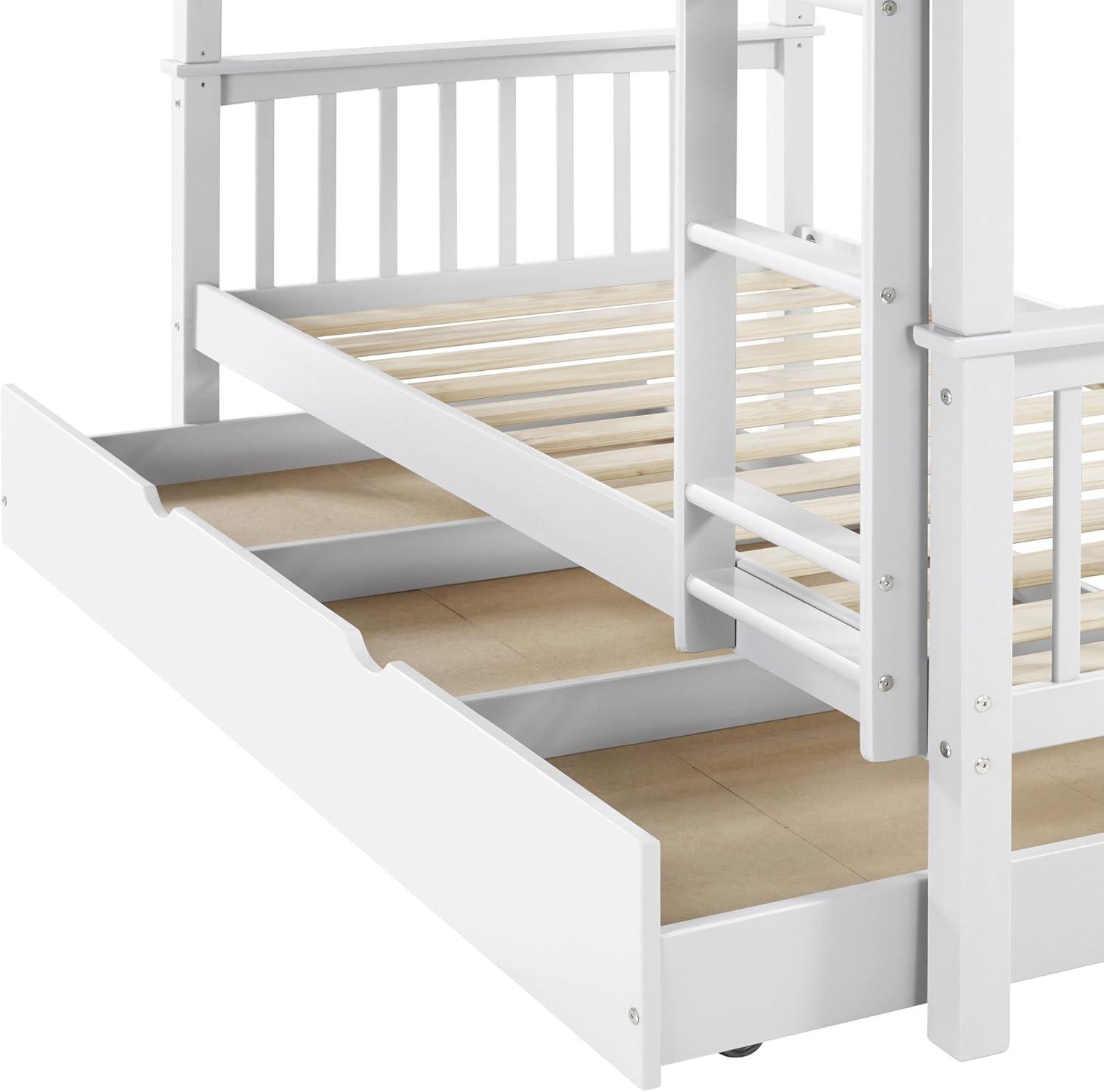 imageWalker Edison Resende Mission Style Solid Wood Twin over Twin Bunk Bed Twin over Twin WalnutWhite