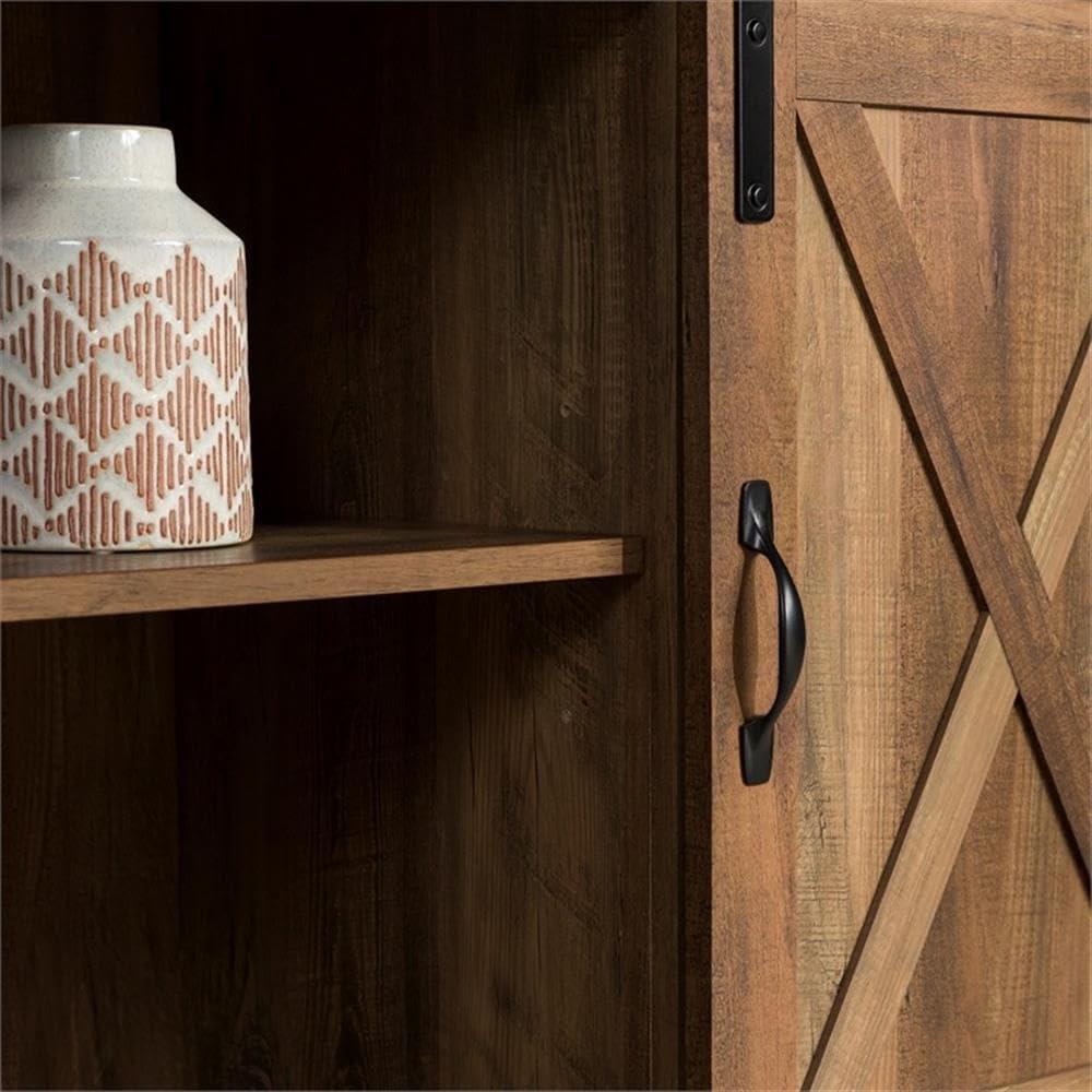 imageWalker Edison Richmond Modern Farmhouse Sliding Barn Door Stand for TVs up to 65 Inches Without Fireplace Rustic OakRustic Oak