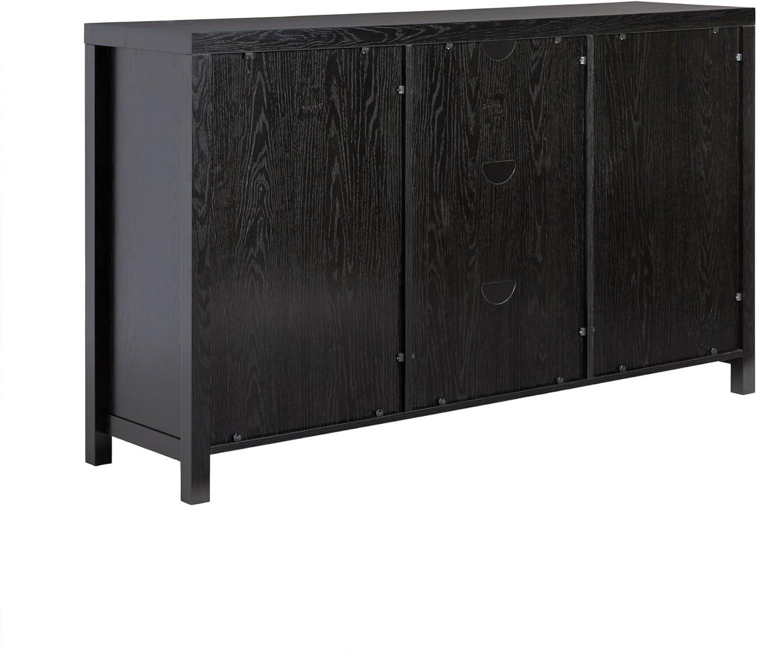 imageWalker Edison Sasha 4Door Reeded Sideboard Buffet with Cord Management 70 Inch Coastal OakBlack
