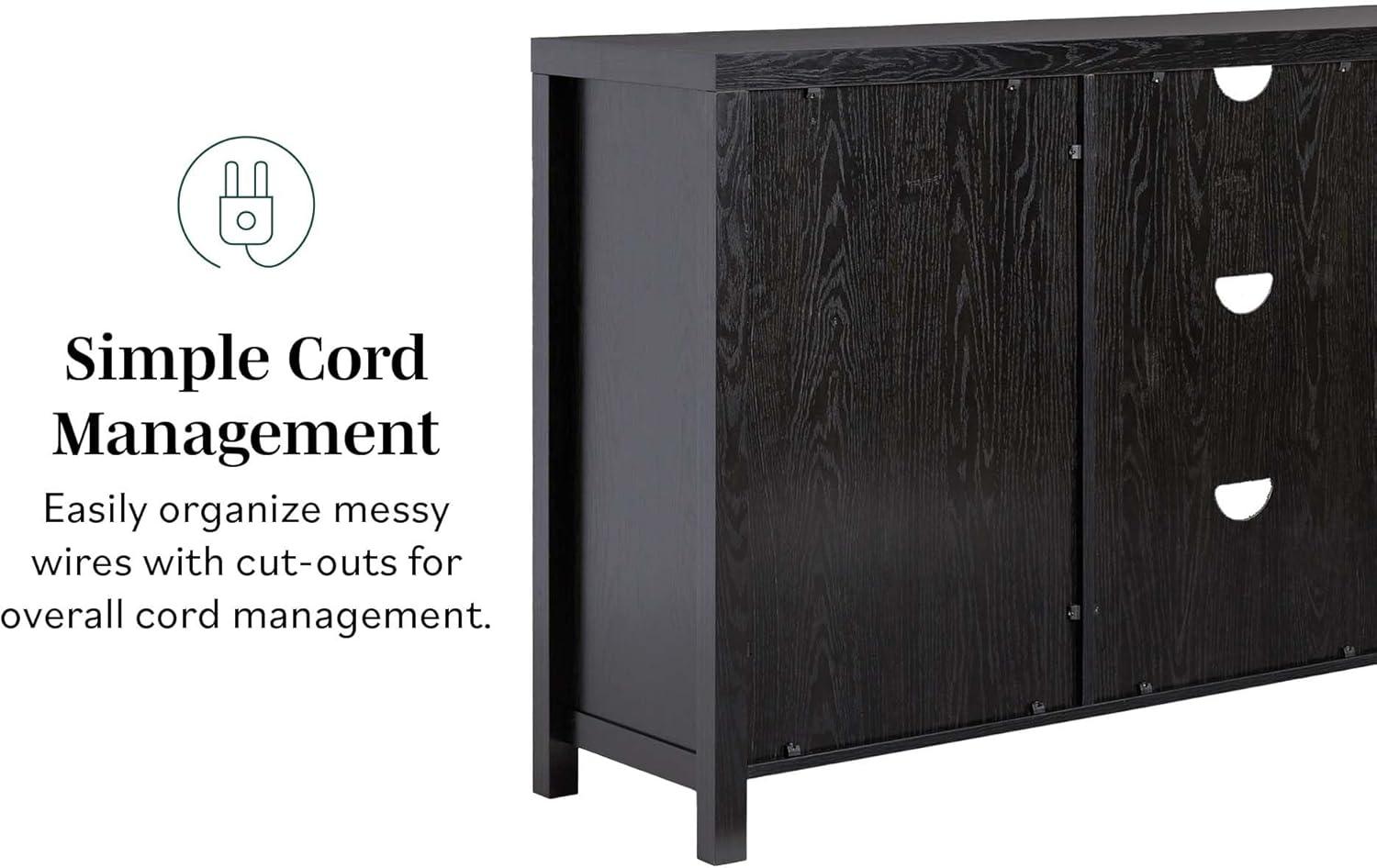 imageWalker Edison Sasha 4Door Reeded Sideboard Buffet with Cord Management 70 Inch Coastal OakBlack