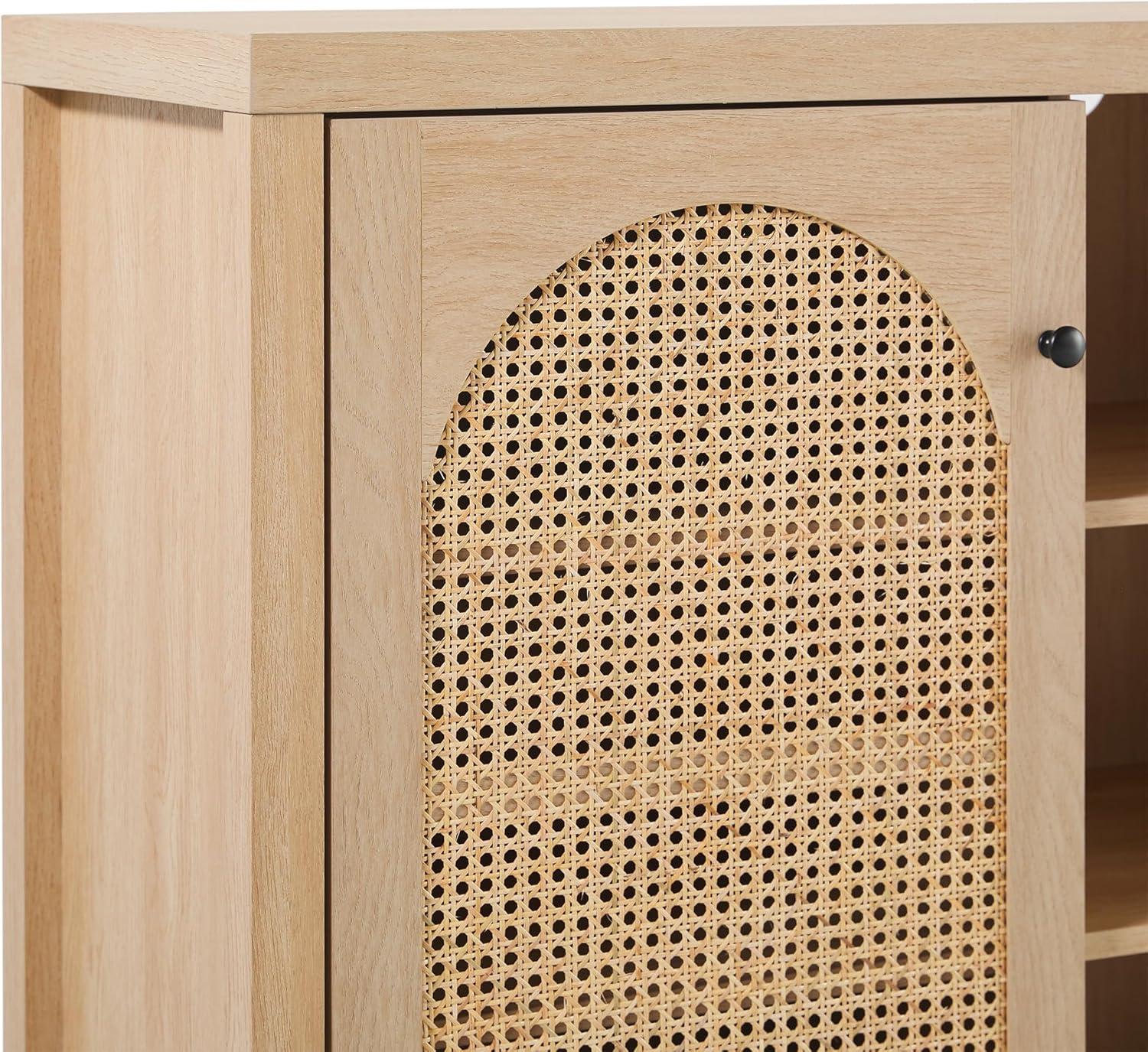 imageWalker Edison Sasha 4Door Reeded Sideboard Buffet with Cord Management 70 Inch Coastal OakCoastal Oak