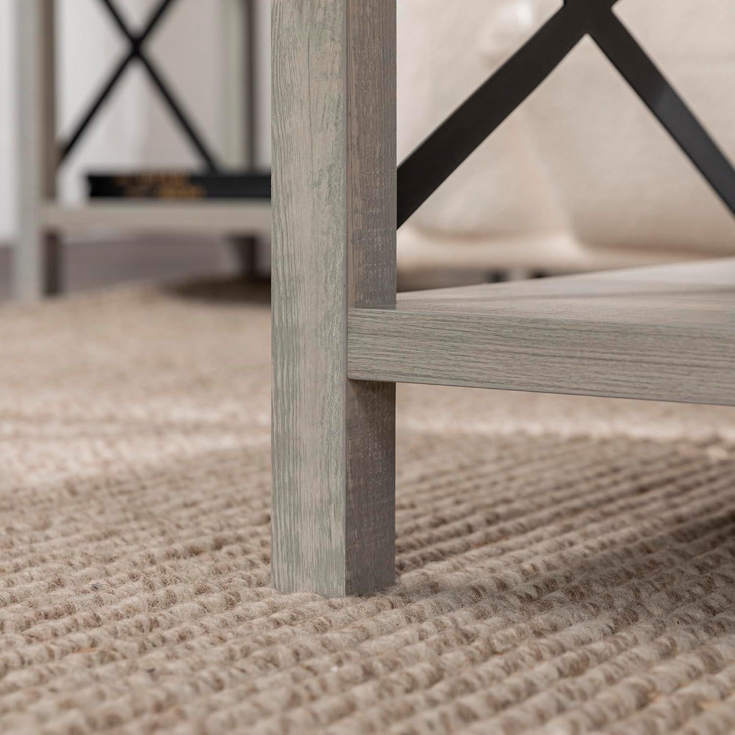 imageWalker Edison Sedalia Modern Farmhouse Metal X Coffee Table 40 Inch Stone GreyStone Grey