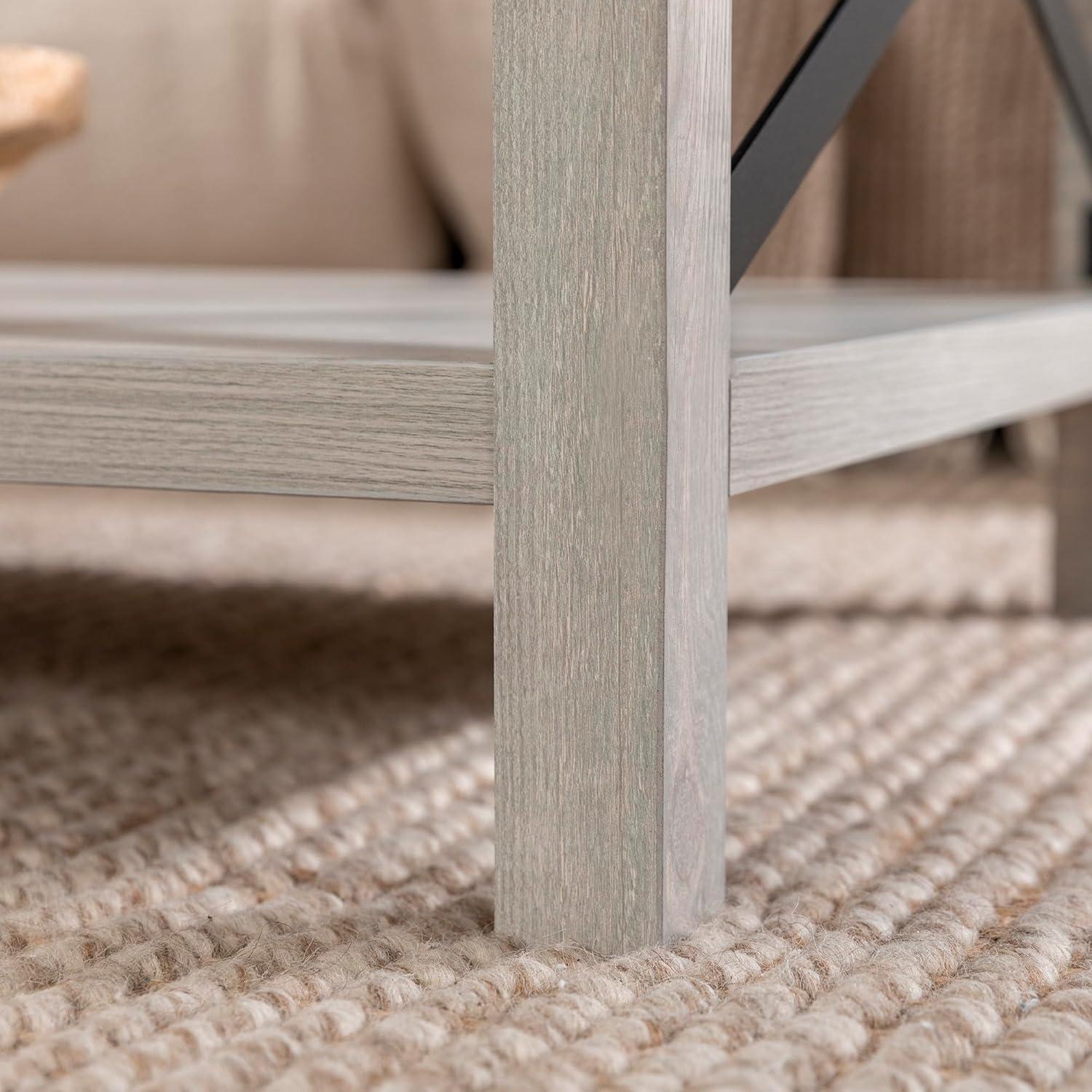 imageWalker Edison Sedalia Modern Farmhouse Metal X Coffee Table 40 Inch Stone GreyStone Grey