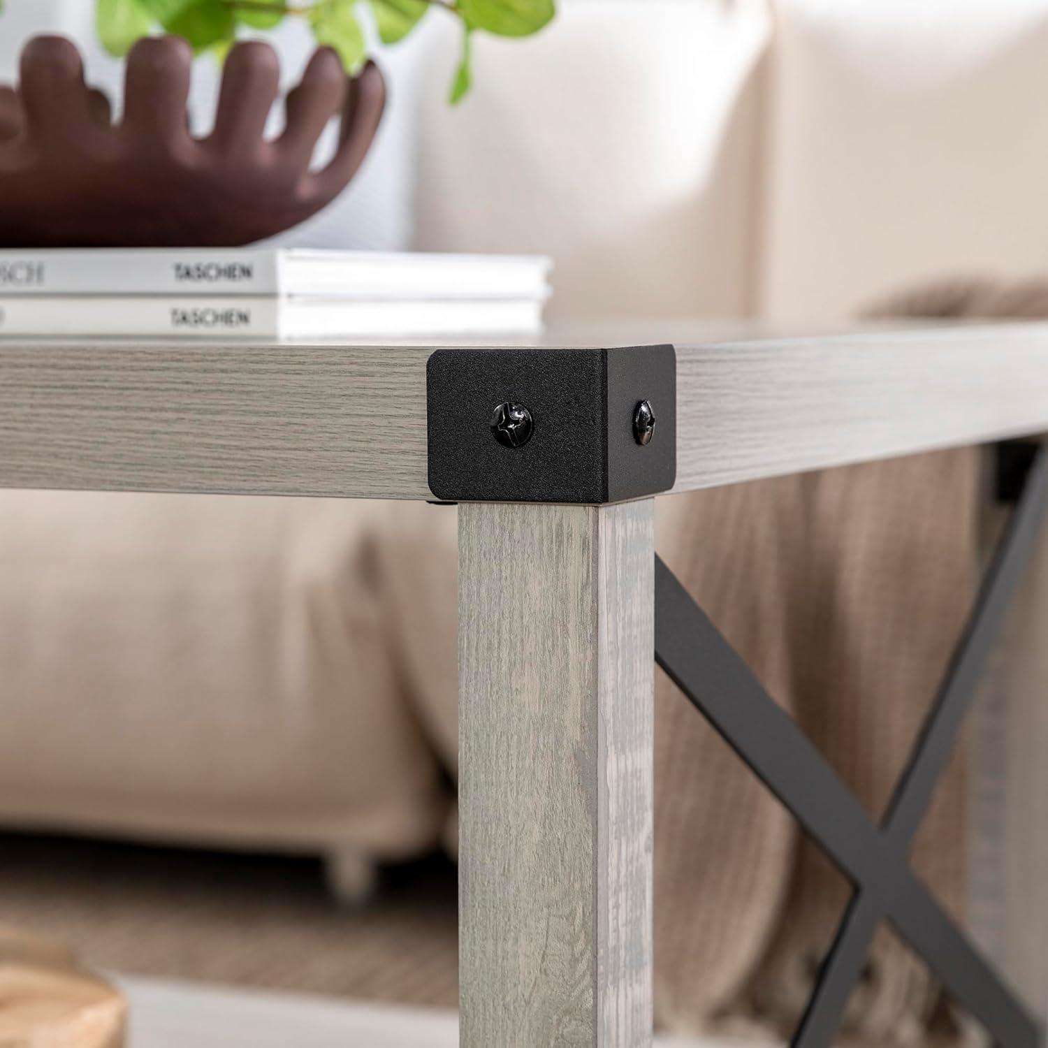 imageWalker Edison Sedalia Modern Farmhouse Metal X Coffee Table 40 Inch Stone GreyStone Grey