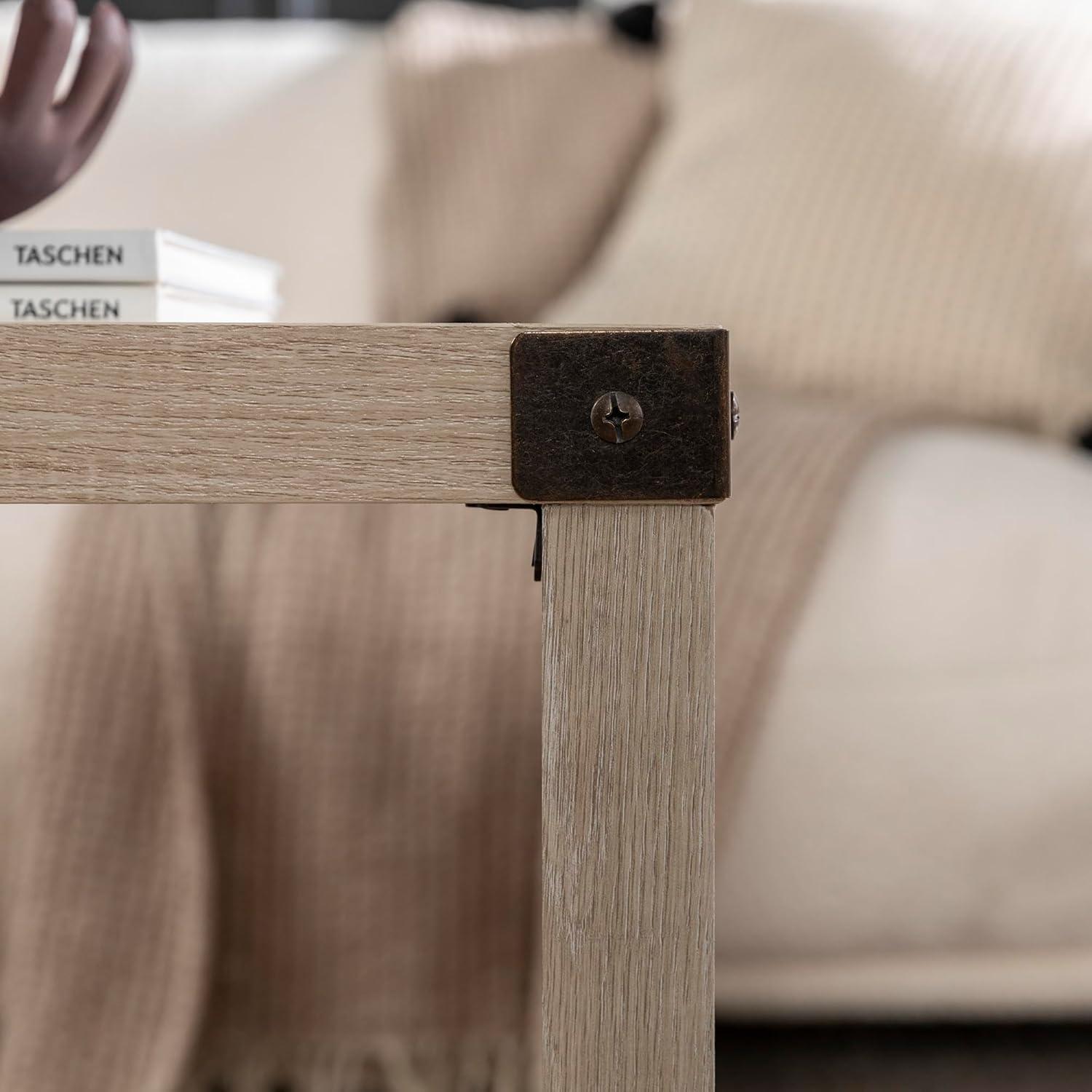 imageWalker Edison Sedalia Modern Farmhouse Metal X Coffee Table 40 Inch Stone GreyWhite Oak