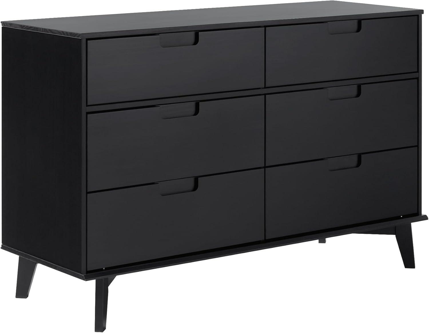 imageWalker Edison Sloane 6Drawer Solid Wood Dresser with Metal Handles 52 Inch CaramelBlack