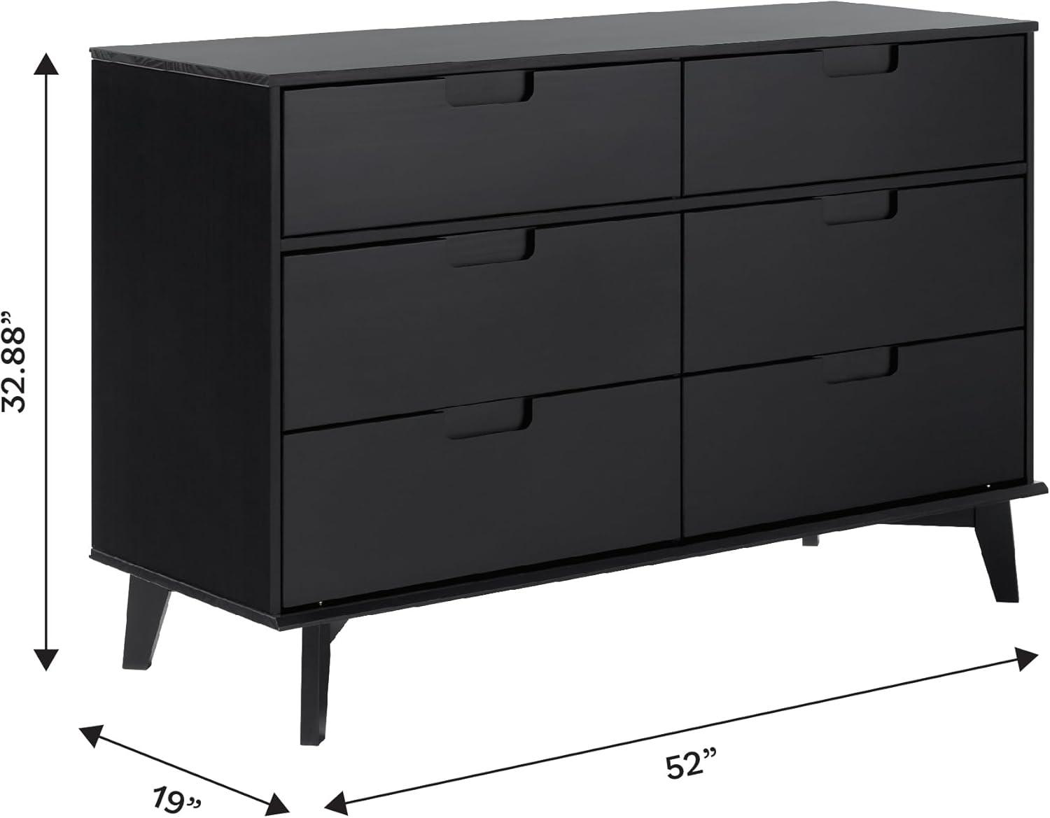 imageWalker Edison Sloane 6Drawer Solid Wood Dresser with Metal Handles 52 Inch CaramelBlack