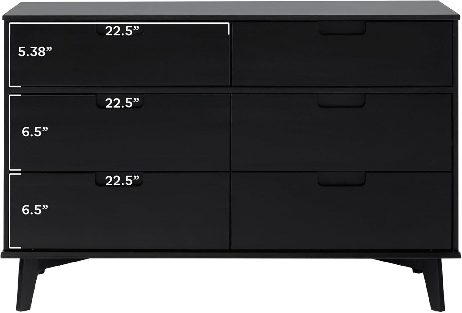 imageWalker Edison Sloane 6Drawer Solid Wood Dresser with Metal Handles 52 Inch CaramelBlack