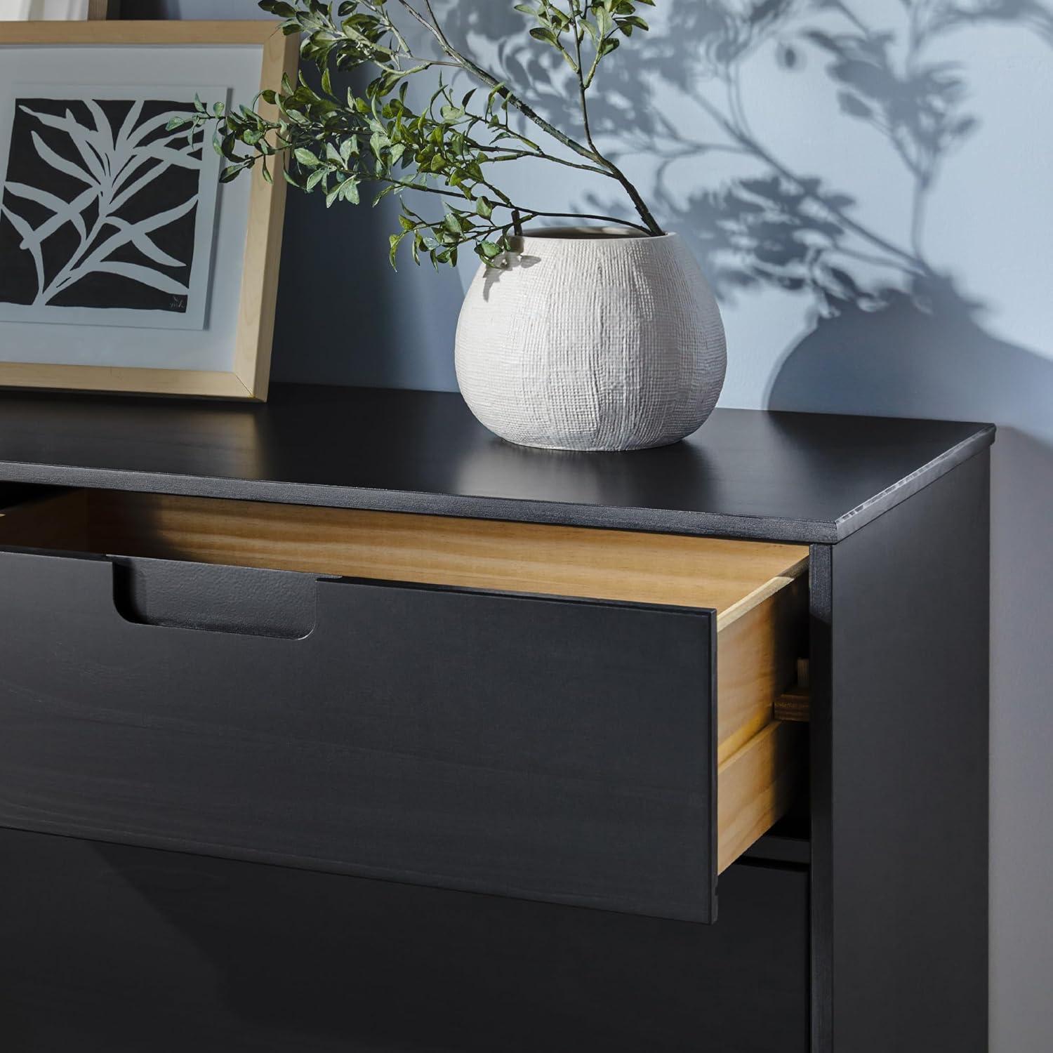 imageWalker Edison Sloane 6Drawer Solid Wood Dresser with Metal Handles 52 Inch CaramelBlack