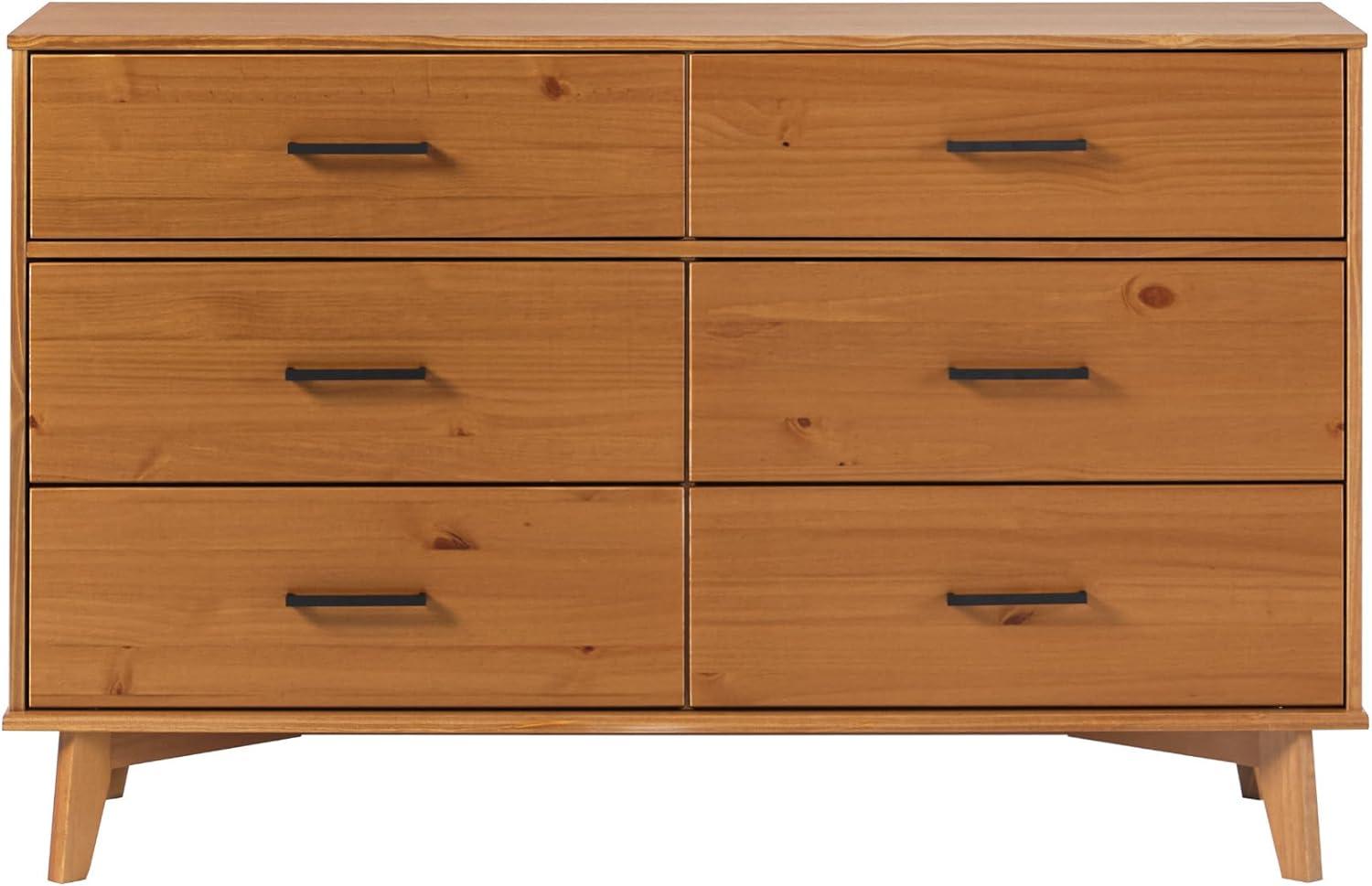 imageWalker Edison Sloane 6Drawer Solid Wood Dresser with Metal Handles 52 Inch CaramelCaramel