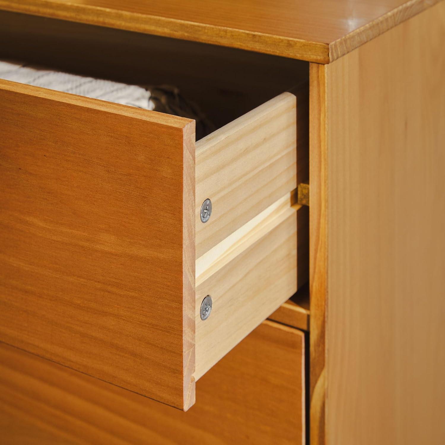 imageWalker Edison Sloane 6Drawer Solid Wood Dresser with Metal Handles 52 Inch CaramelCaramel